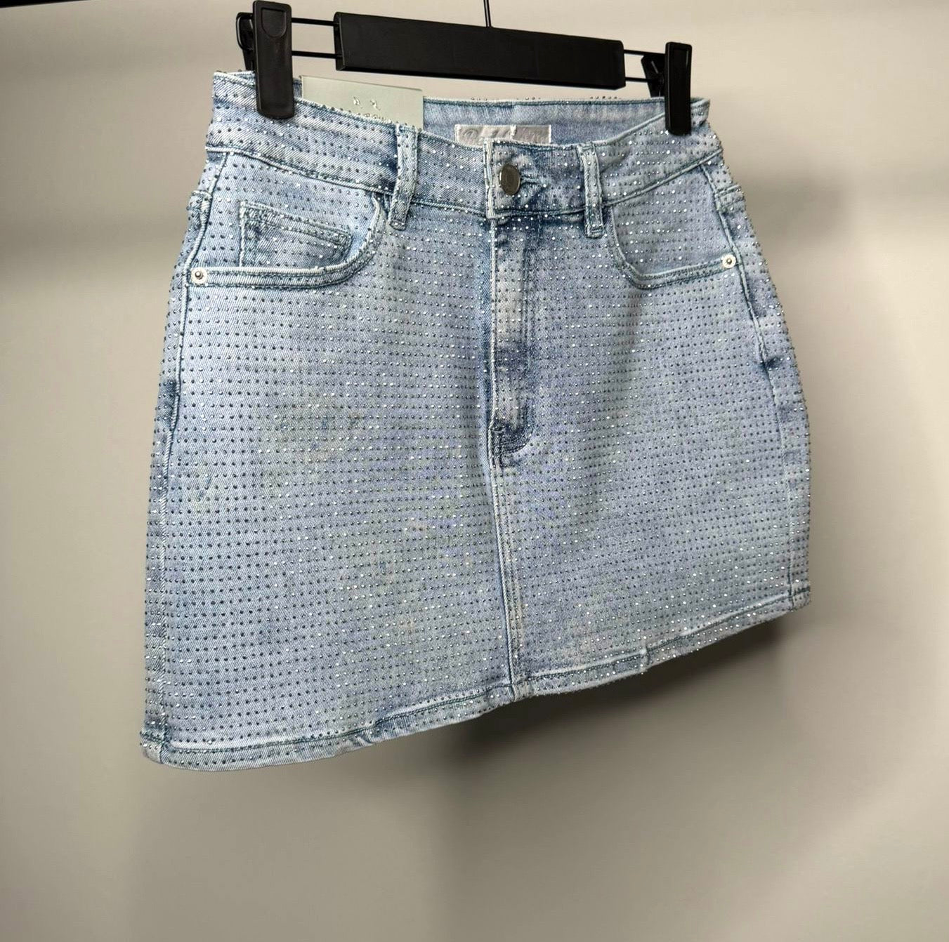 Diamanté Stretchy Denim Skirt
