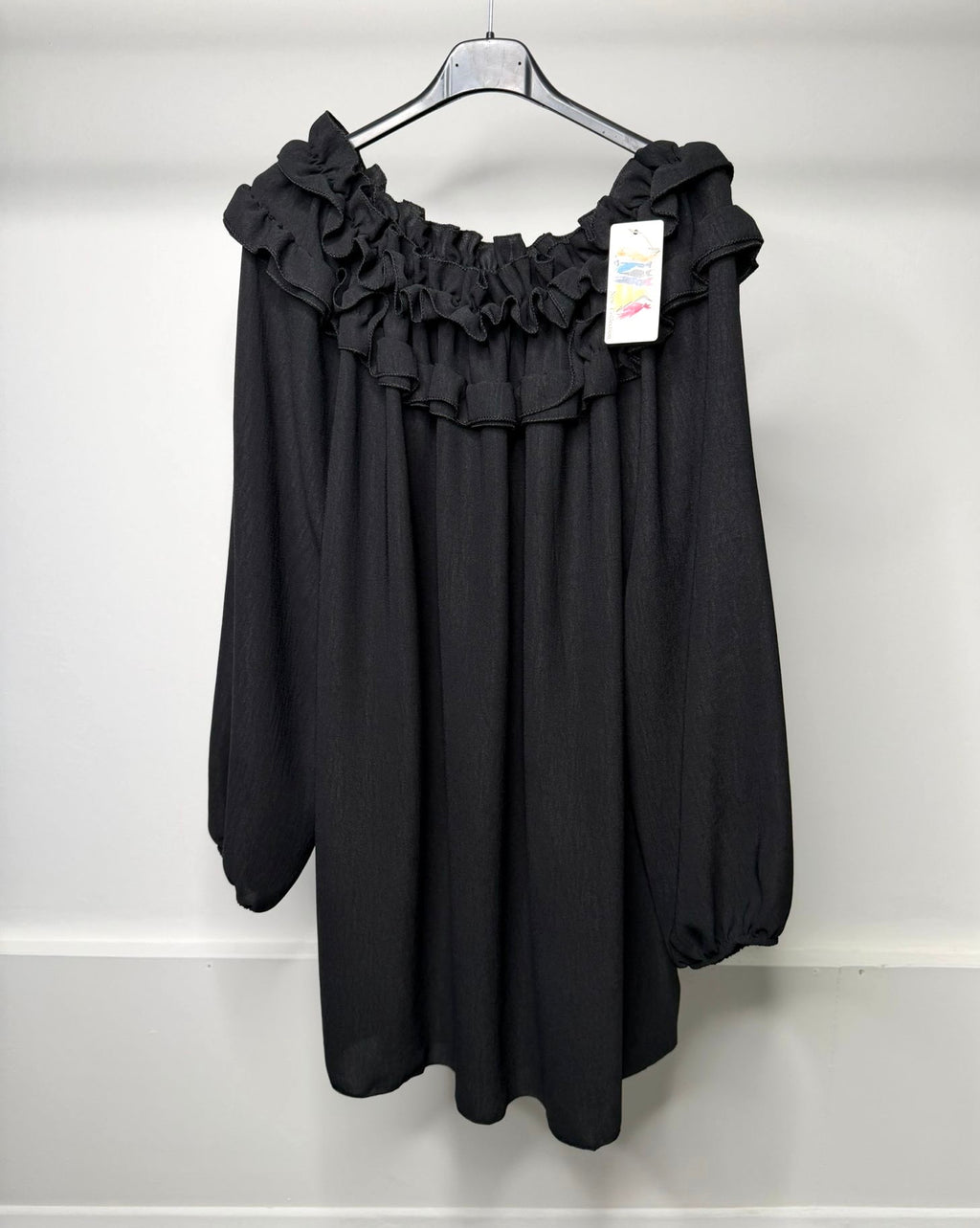 PLUS SIZE - Ruffle Neckline Detail Elasticated Blouse
