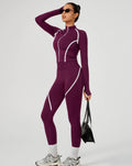Body Sculpting White Detail Gym Set - Purple