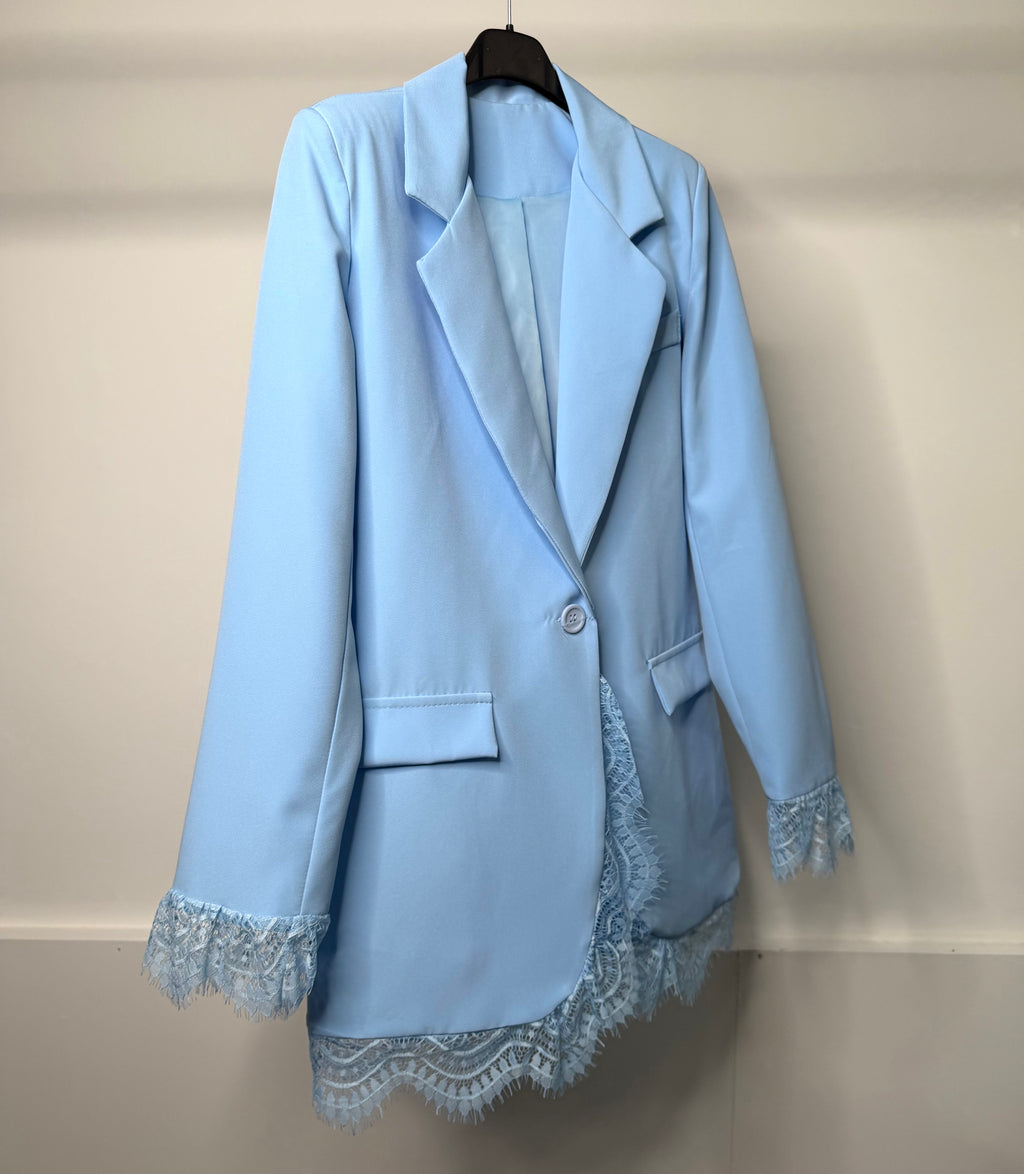 LUXE Waist Cinching Blazer With Lace Detail