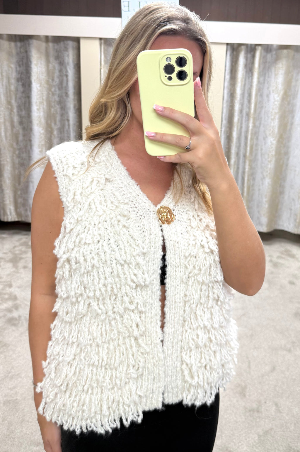 Loopy Waistcoat With Gold Buckle Detail