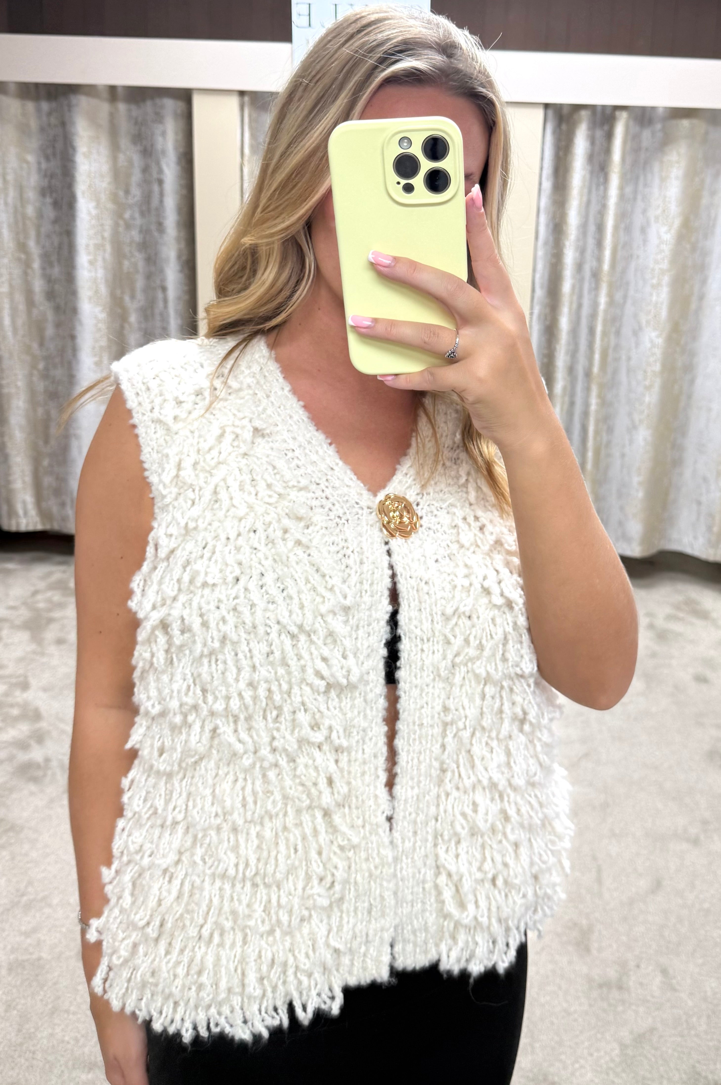 Loopy Waistcoat With Gold Buckle Detail