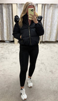 Luxe Faux Fur Gold Zip Detail Coat - Black