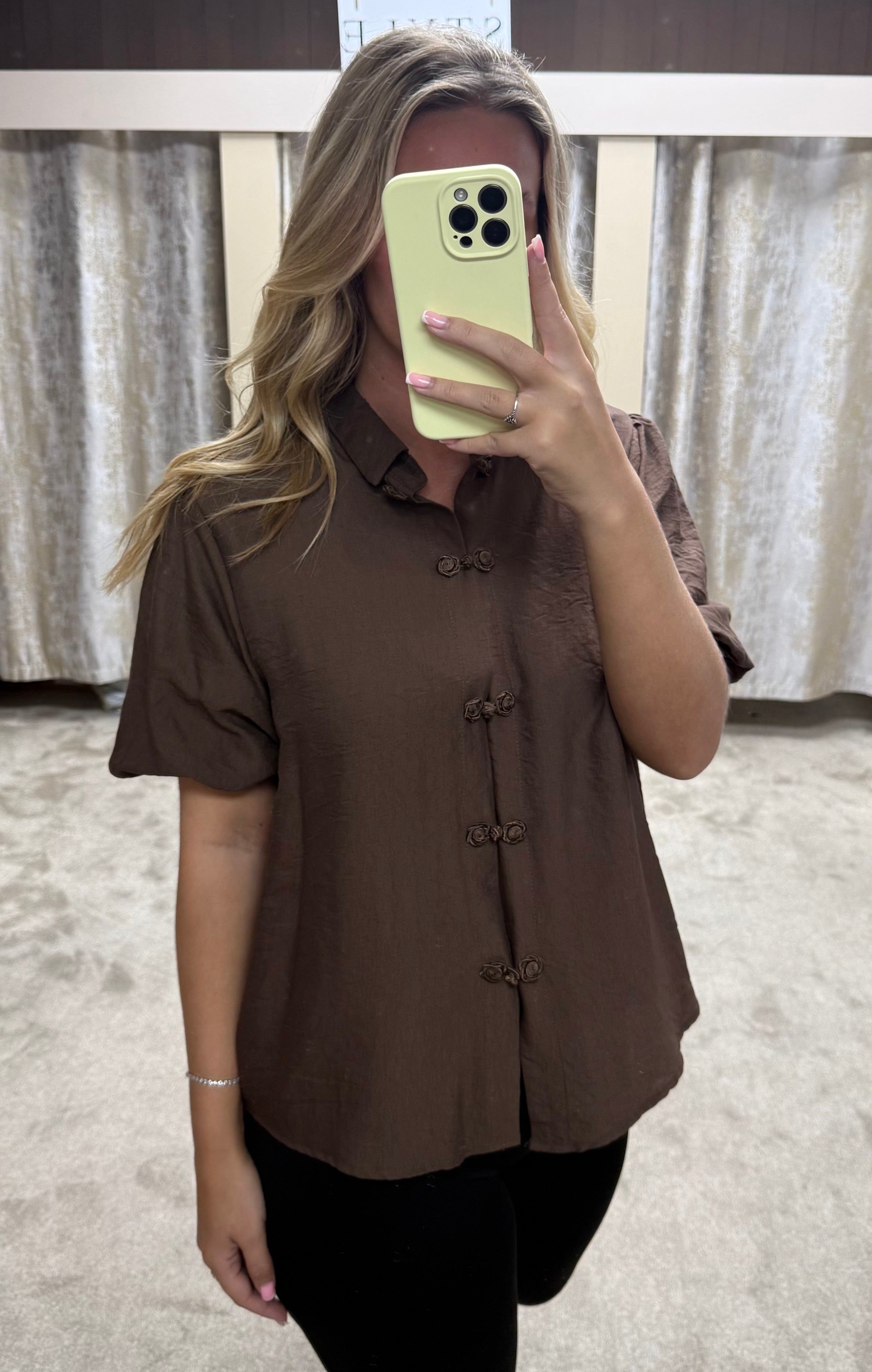 Rose Fastening Detail Blouse