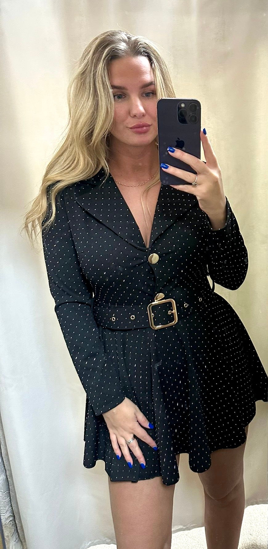 Diamanté Rhinestone Blazer Playsuit With Belt
