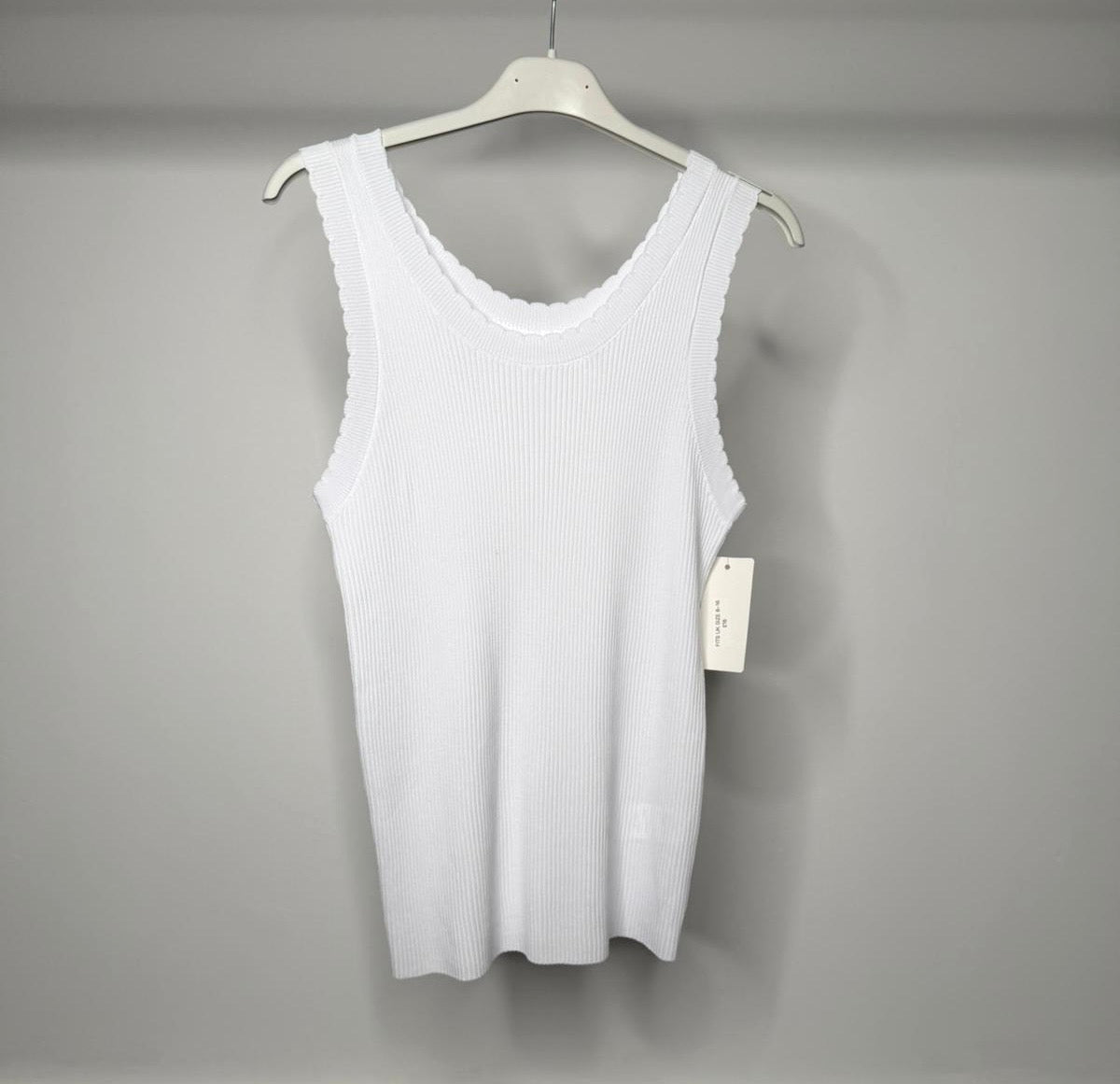 Scallop Edge Detail Fine Ribbed Vest Top