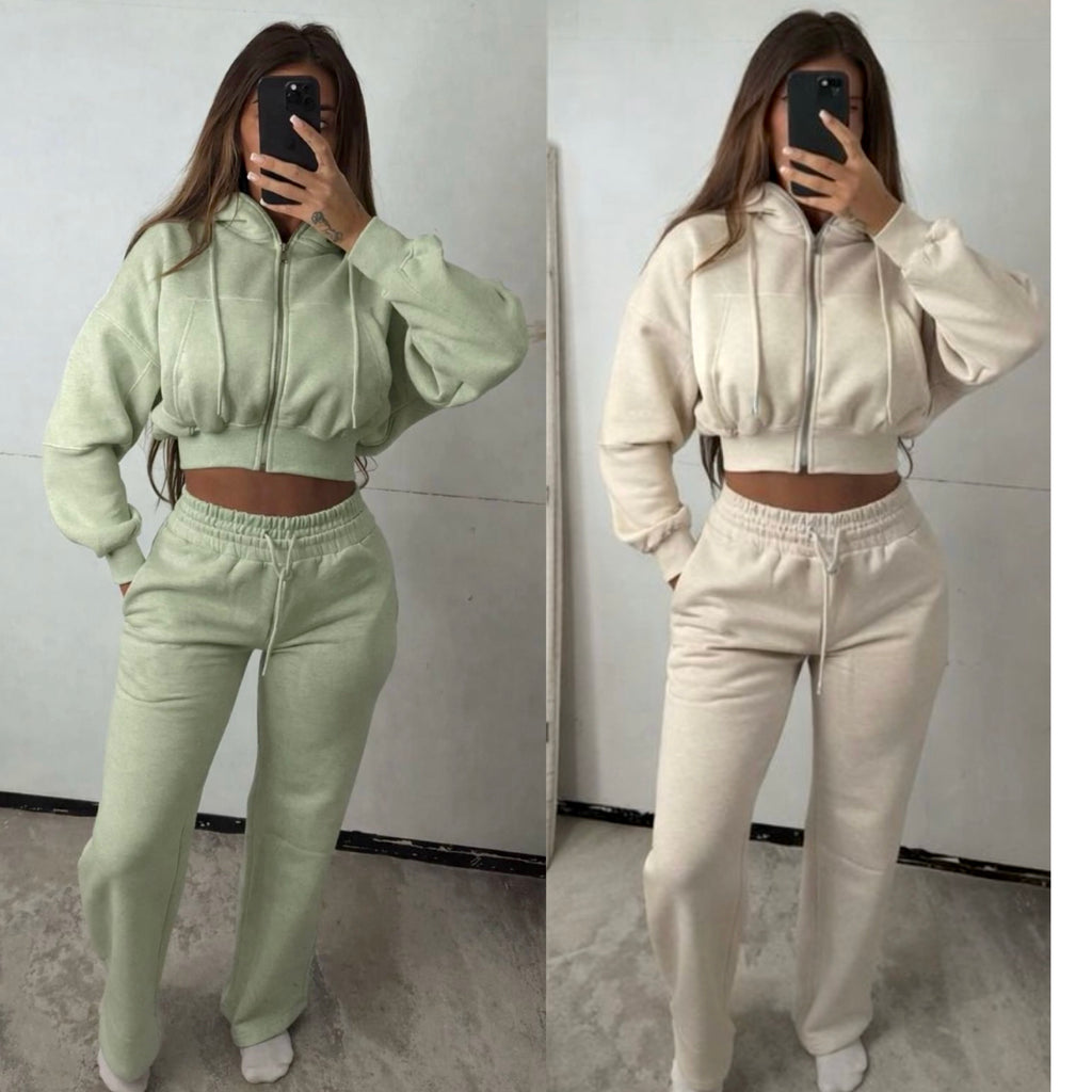 Oversized Zip Up Hoodie & Elasticated Thick Waist Band Jogging Bottoms