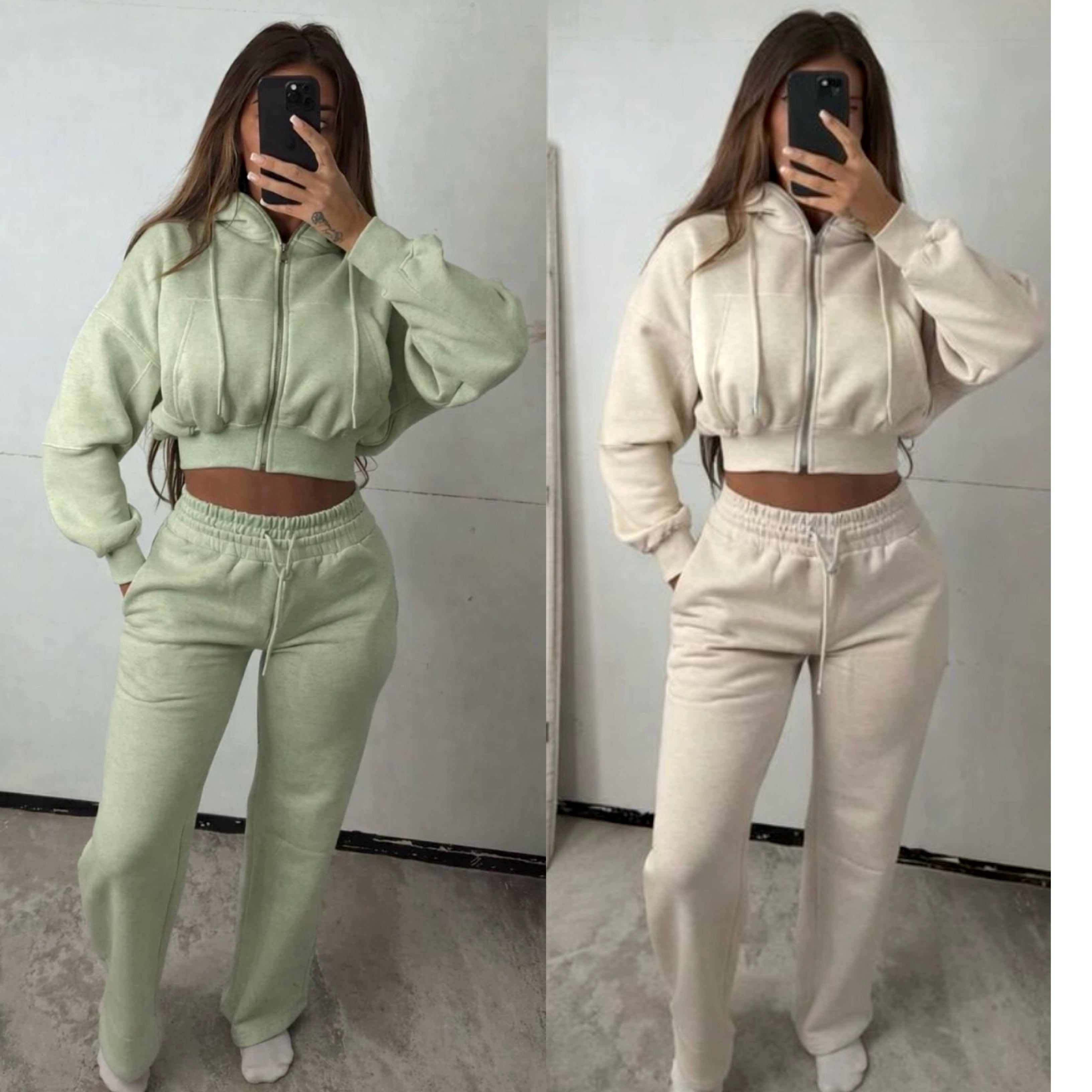 Oversized Zip Up Hoodie & Elasticated Thick Waist Band Jogging Bottoms