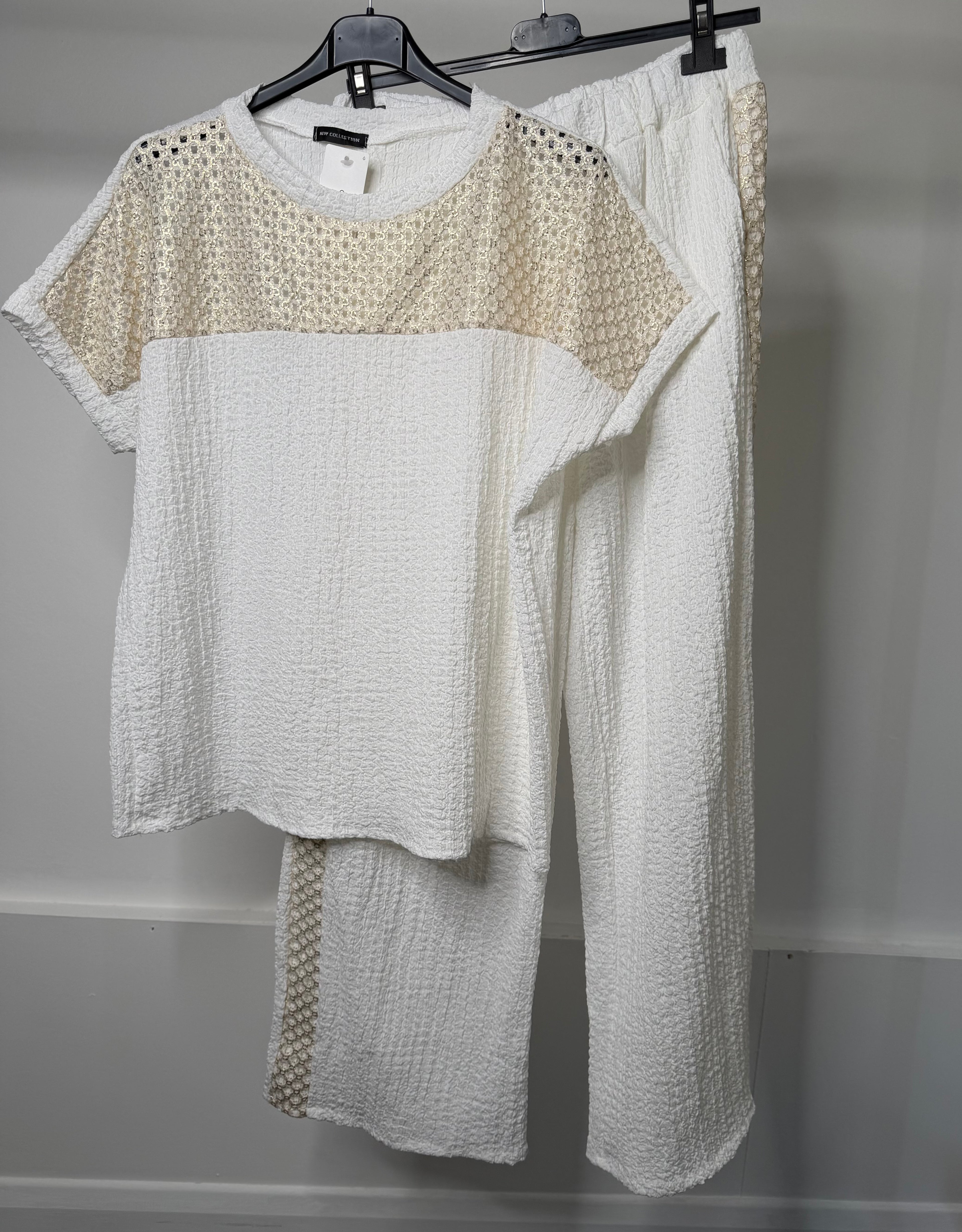 Gold Metallic Detail Cheesecloth Co Ord