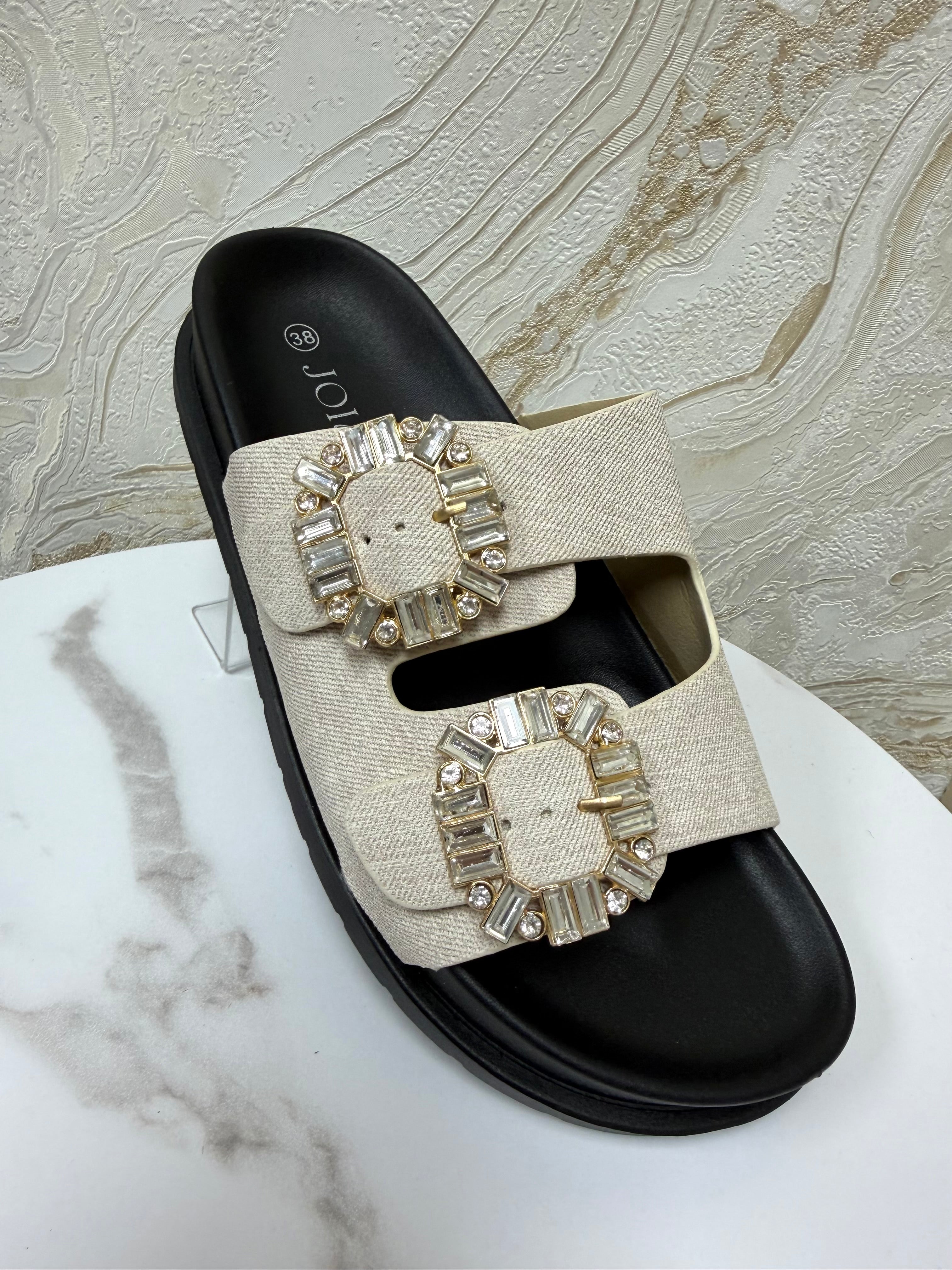 Neutral Silver Buckle Sliders