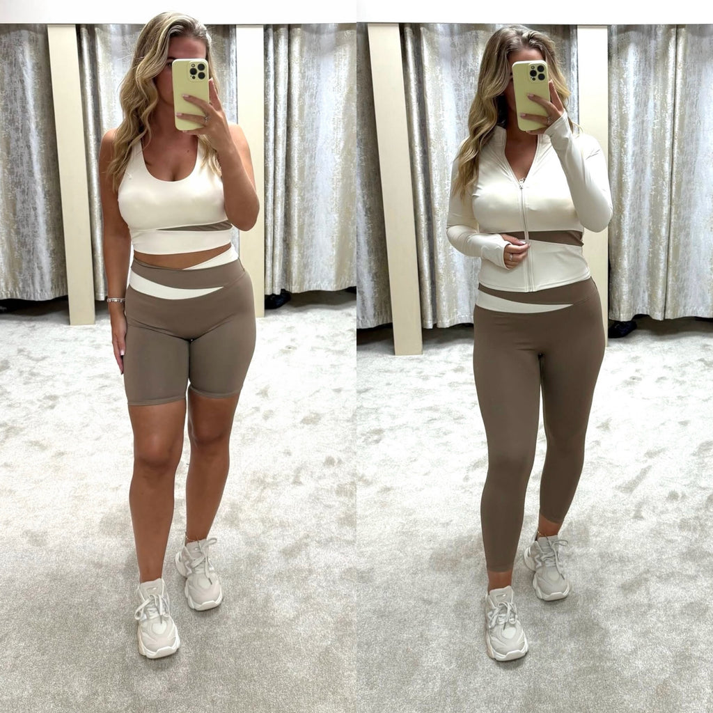 4 Piece Body Contouring & Shaping Gym Set - Sports Bra, Cycling Shorts, Leggings & Jacket