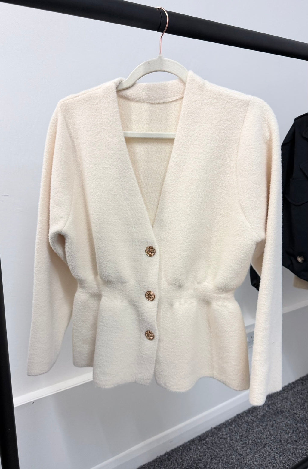 Beige Super Soft Fur Peplum Top