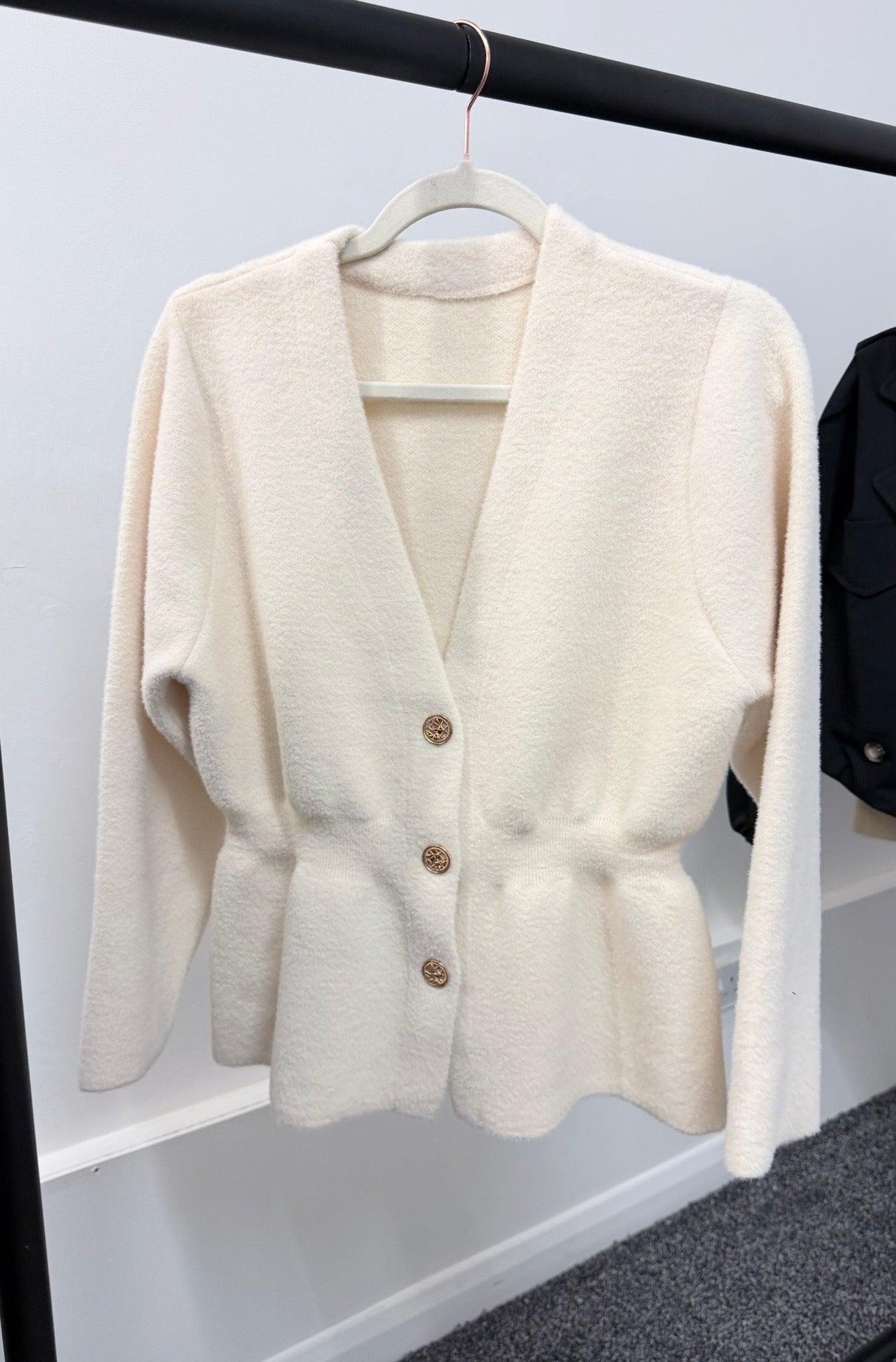 Beige Super Soft Fur Peplum Top