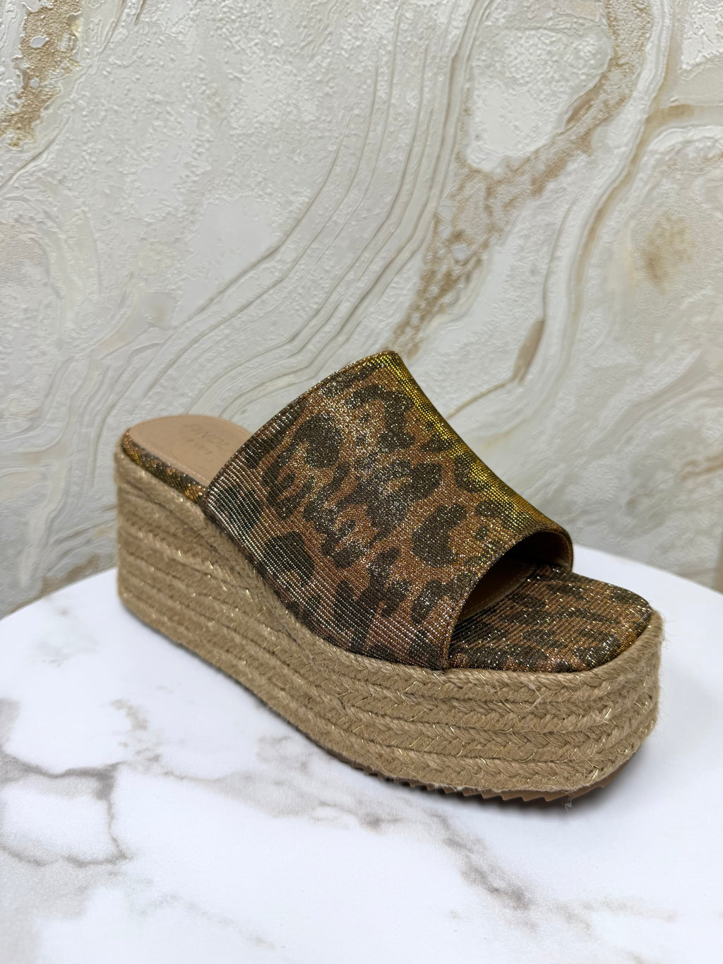 Glitter Leopard Print Platform Wedges