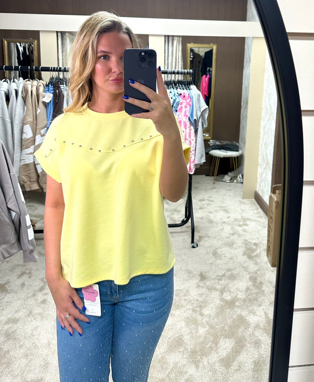 Oversized Scuba T-Shirt With Silver Stud Detail