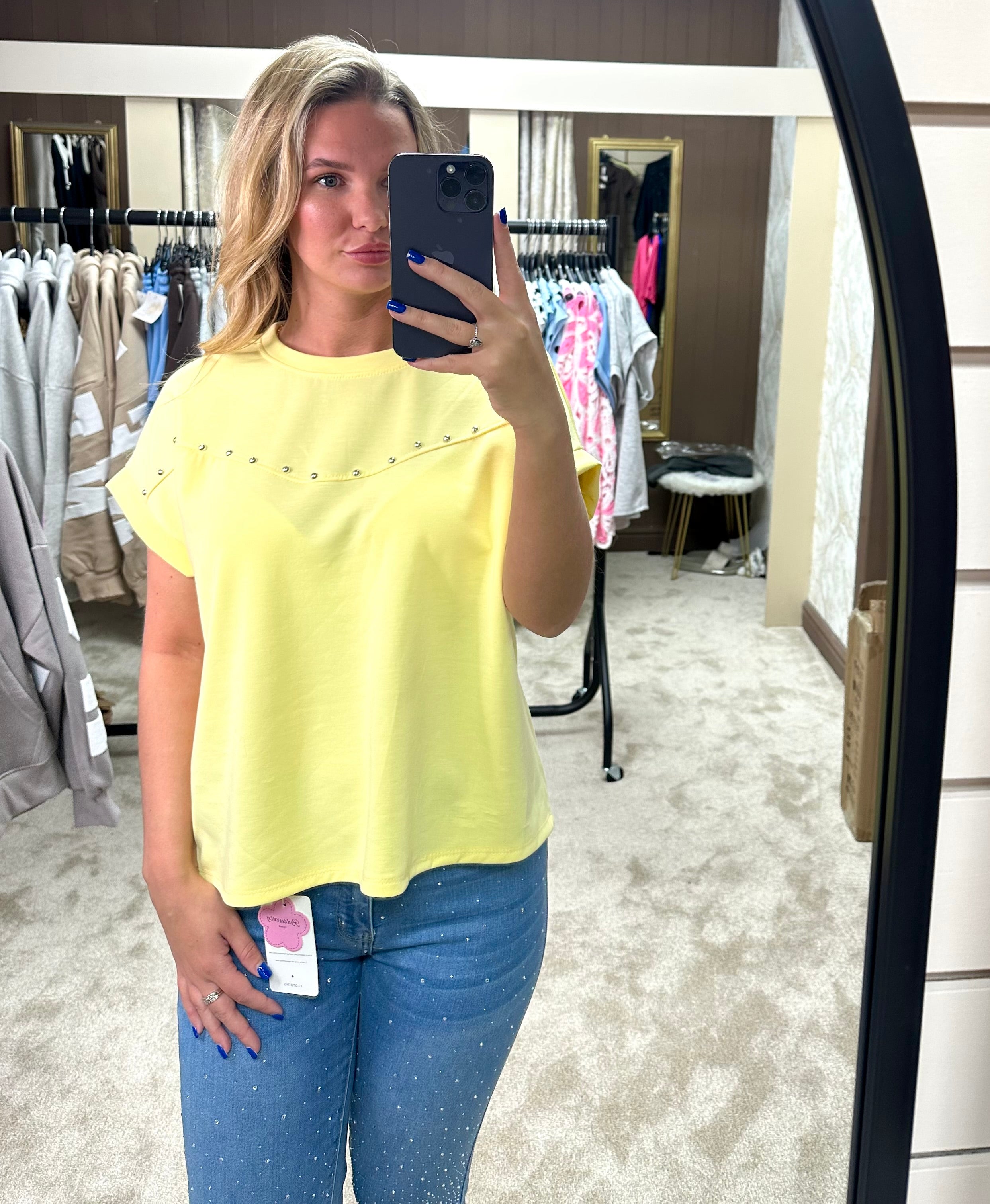Oversized Scuba T-Shirt With Silver Stud Detail
