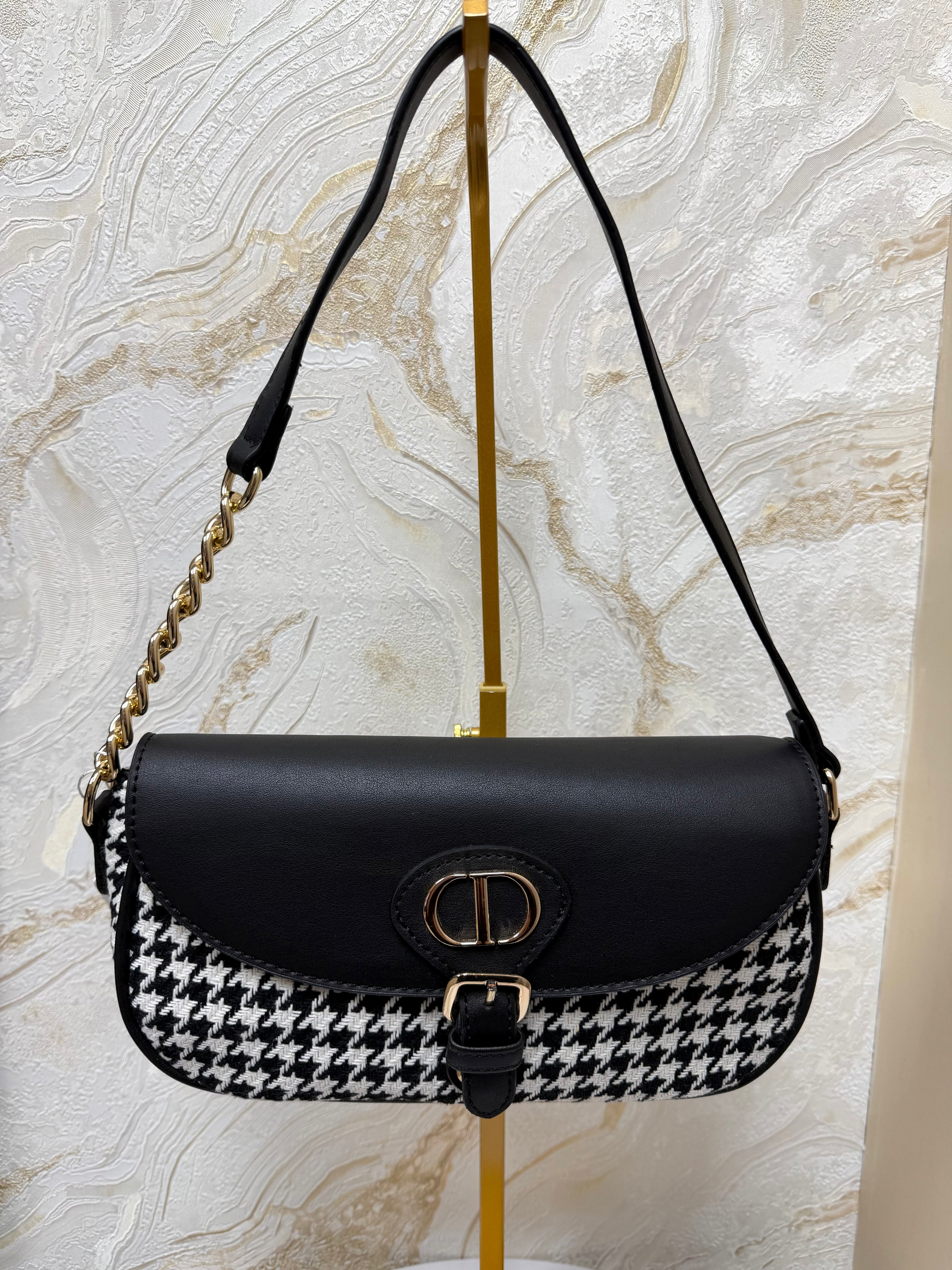 Dior Inspired Dog Tooth Tweed Bag