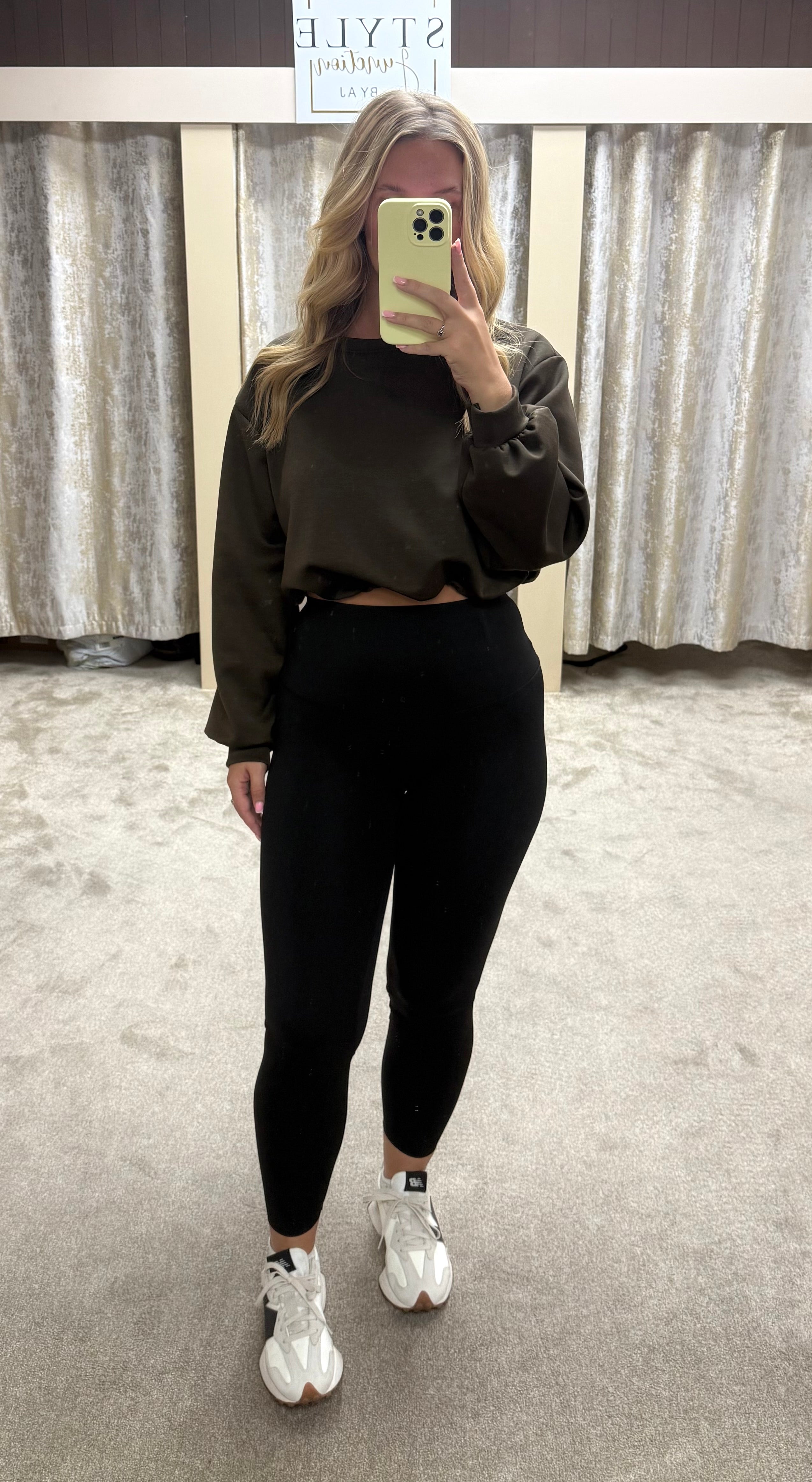 Long Sleeve Bubble Hem Elasticated Cropped Scuba Top