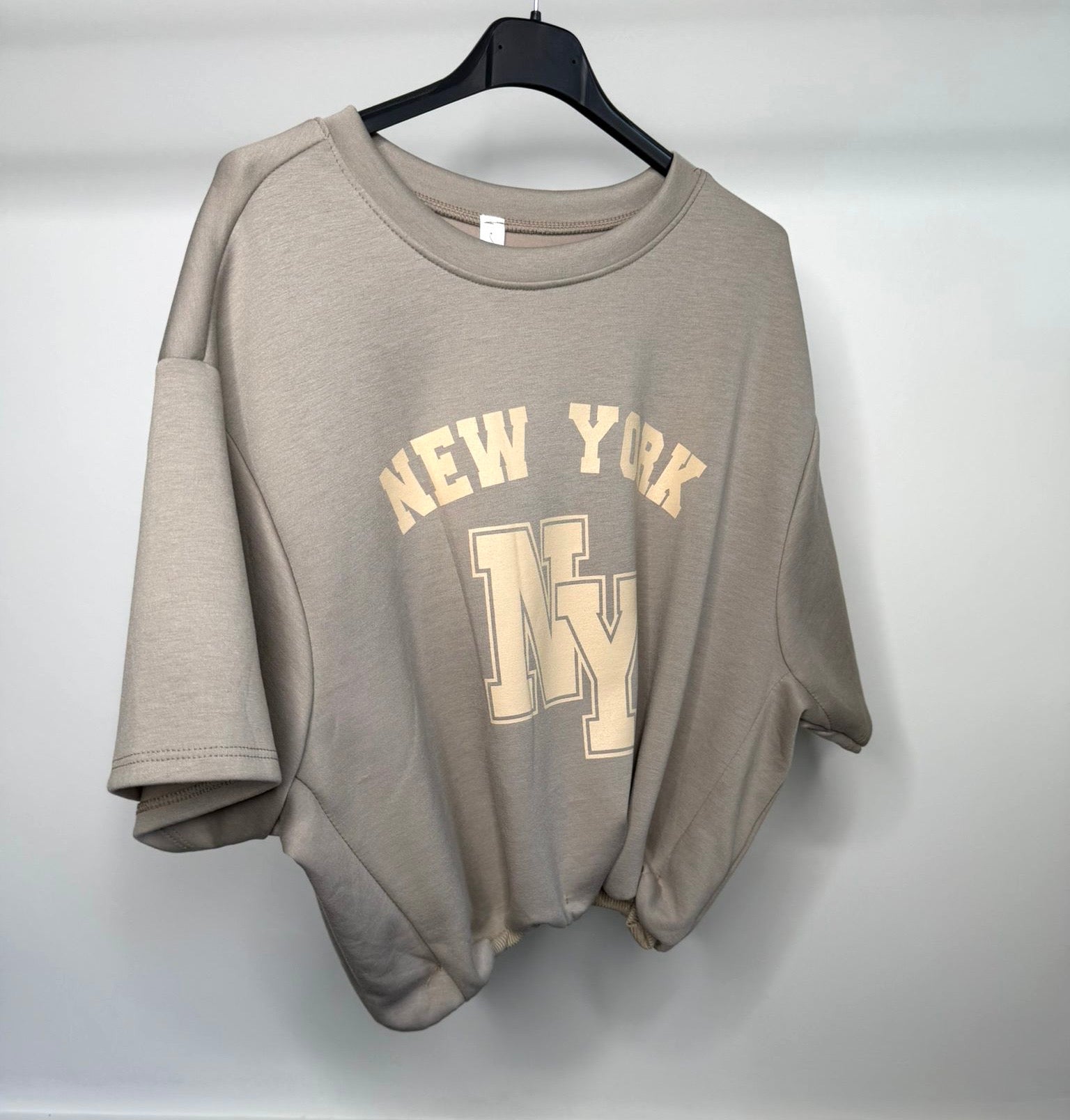 Bubble Hem Cropped Scuba Top - New York Logo