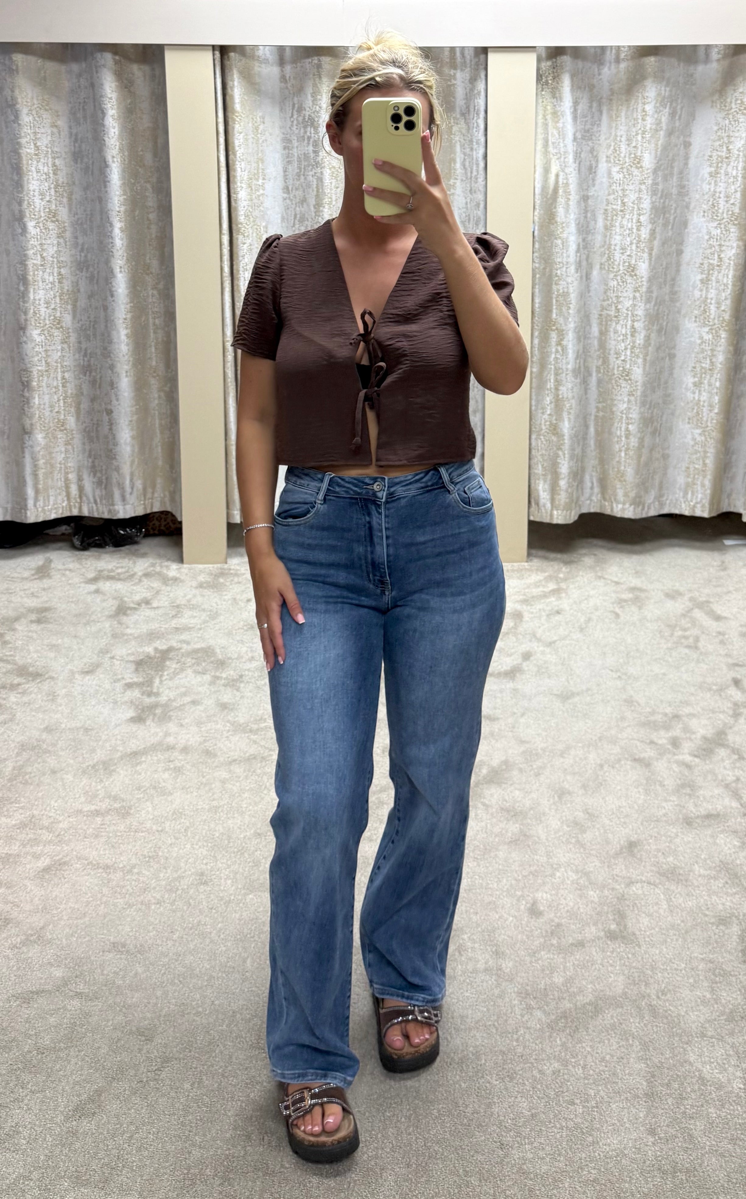 Bow Tie Cropped Shirt
