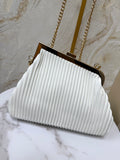 Boujee Asymmetrical Soft Ribbed Bag - White