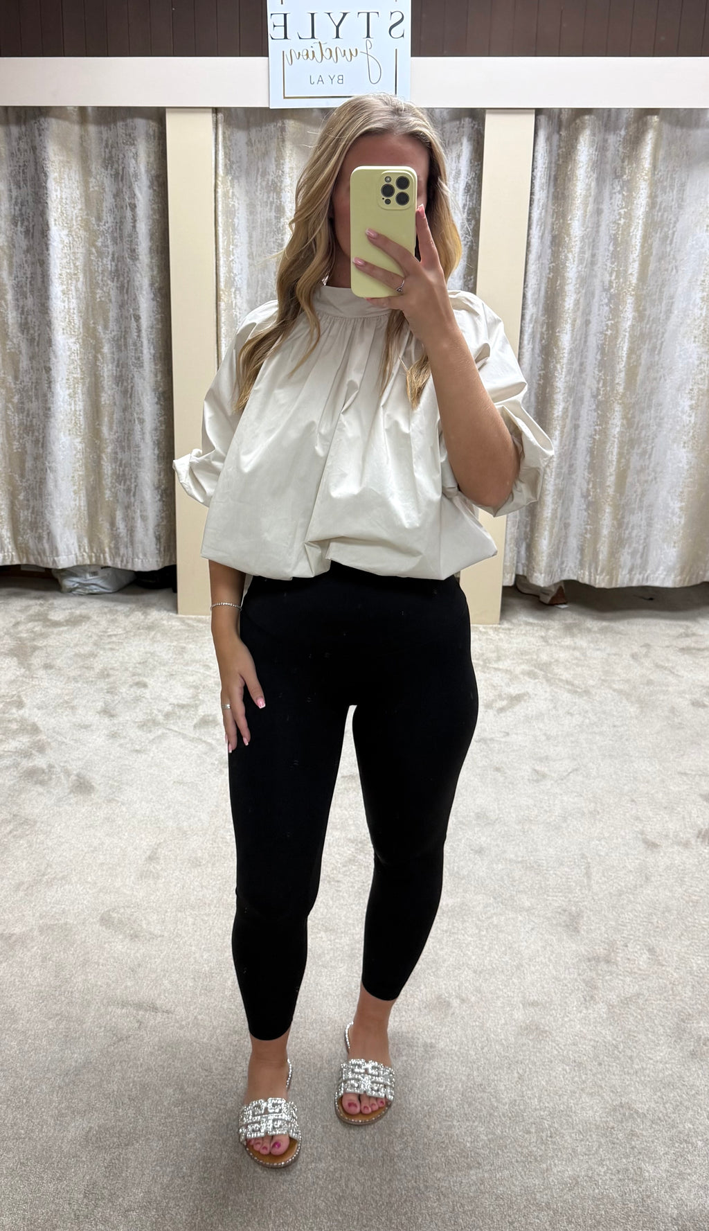 Bow Tie Detail Elasticated Bubble Hem Blouse