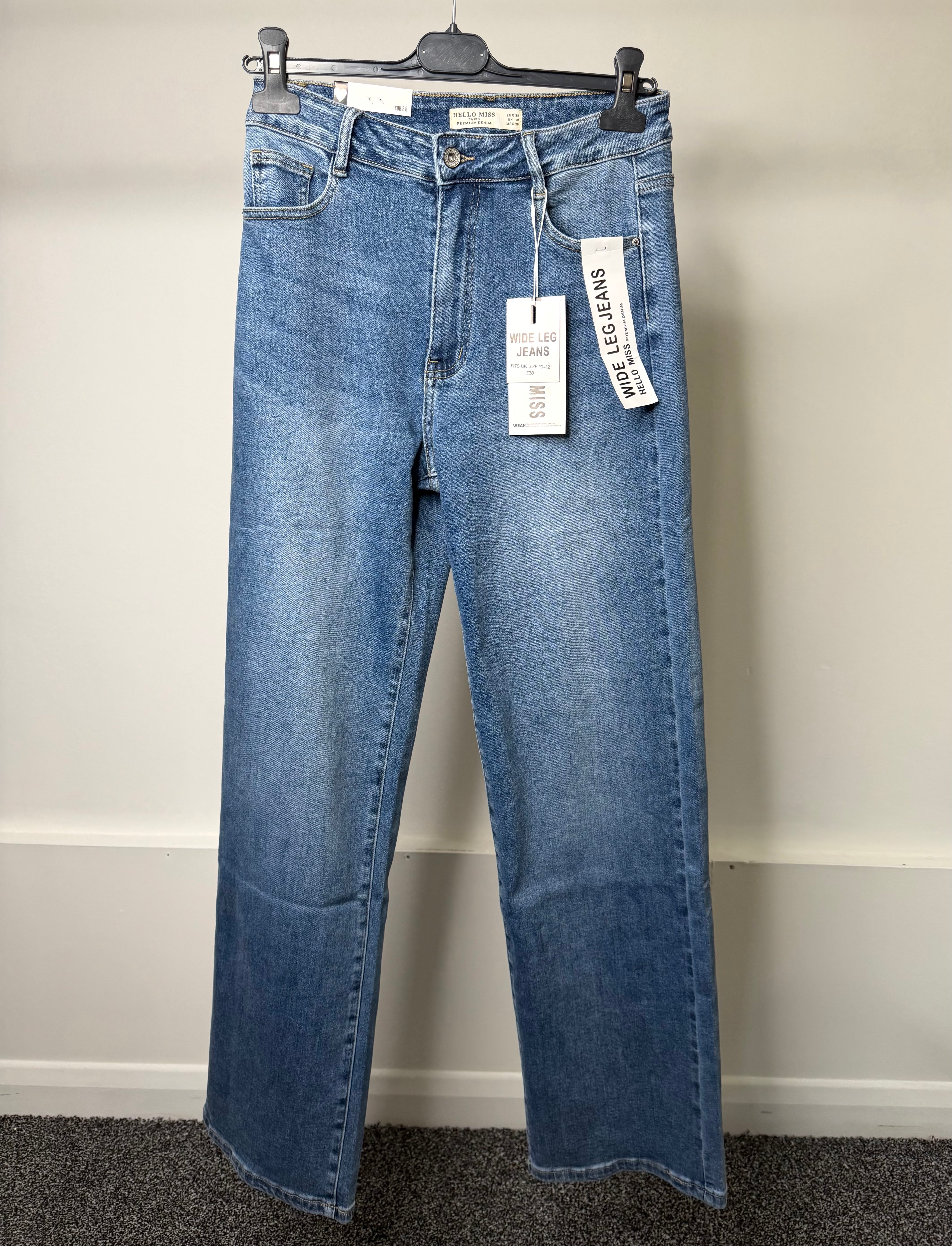 Premium Denim Wide Leg Stretchy Jeans - Dark Blue
