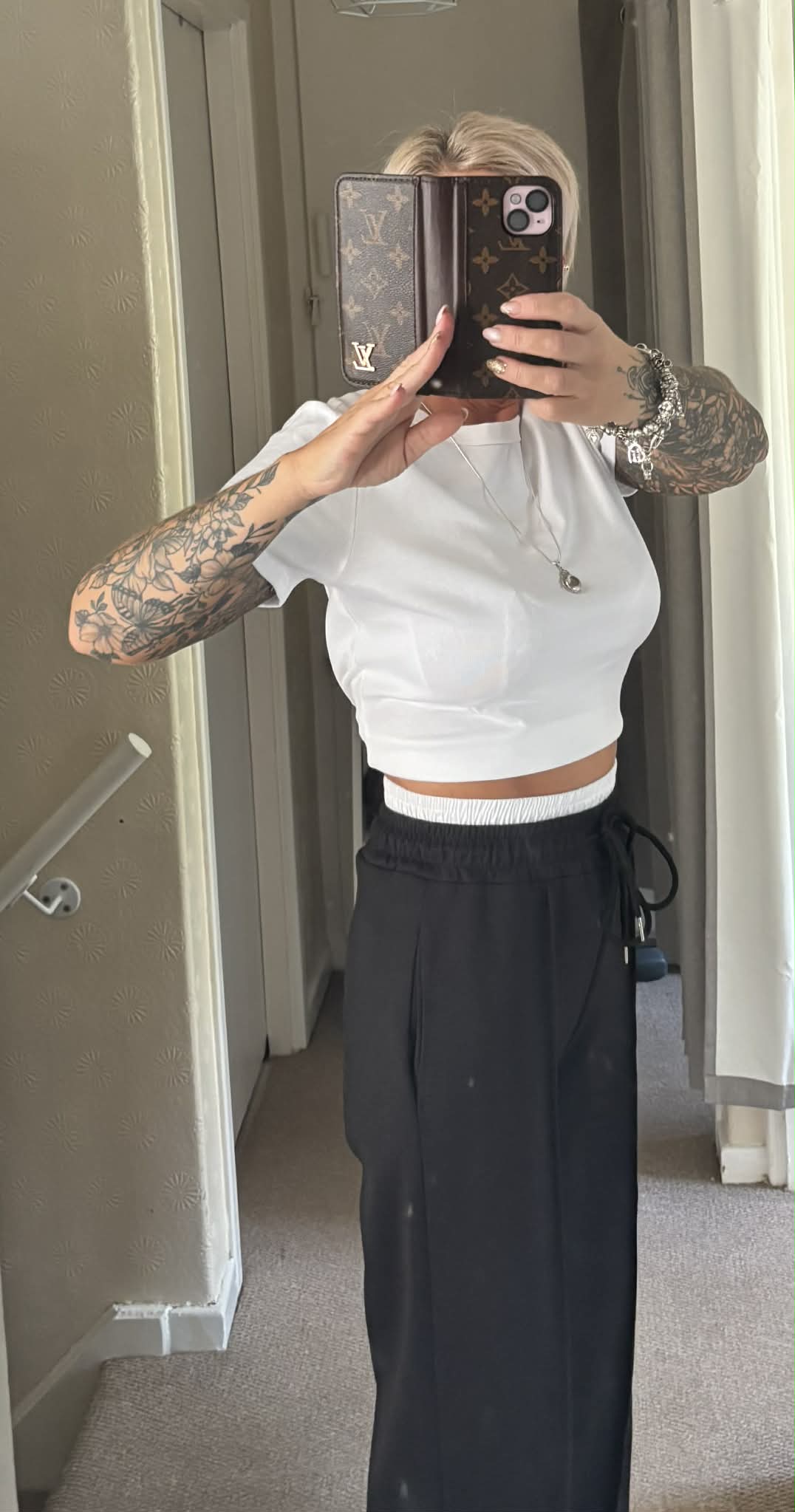 Z Inspired White Trim Waistband Elasticated Lined Jogging Bottoms