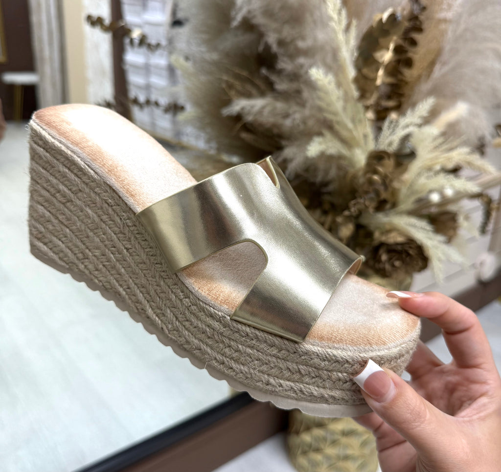 Gold H Inspired Platform Wedges - Spongey Sole & Super Comfortable