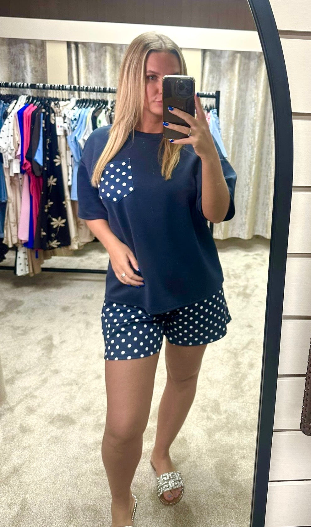 Polka Dot Soft Scuba T-Shirt & Shorts Co Ord