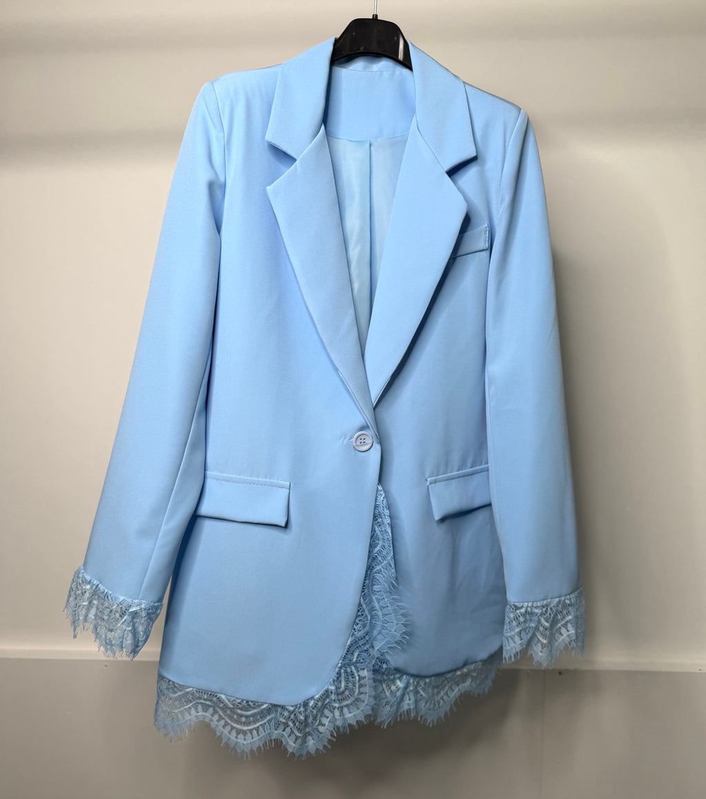 LUXE Waist Cinching Blazer With Lace Detail