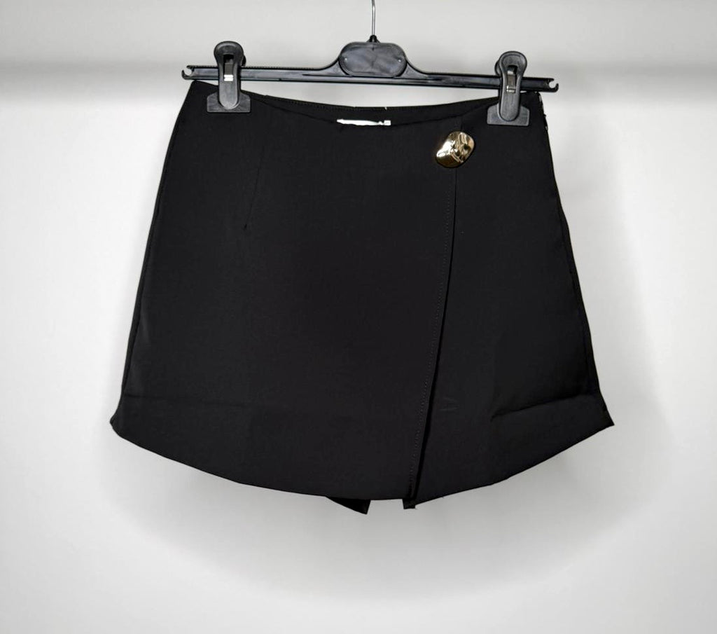 Gold Buckle Detail Wrap Over Skort