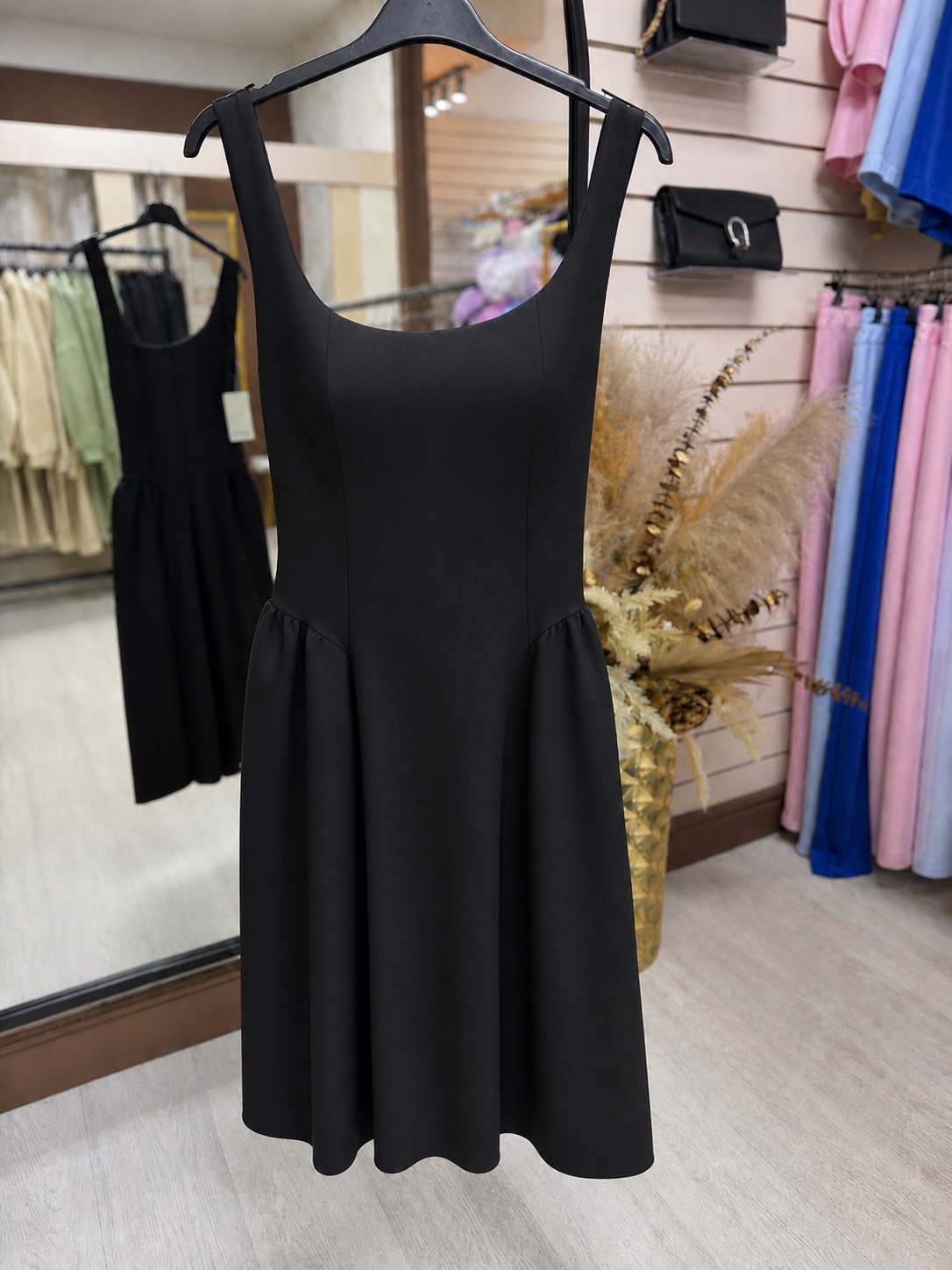 Fit & Flare Drop Waist Dress With Back Bow Detail