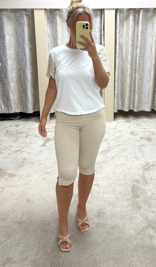 Crochet & Sequin Sleeve Detail Top
