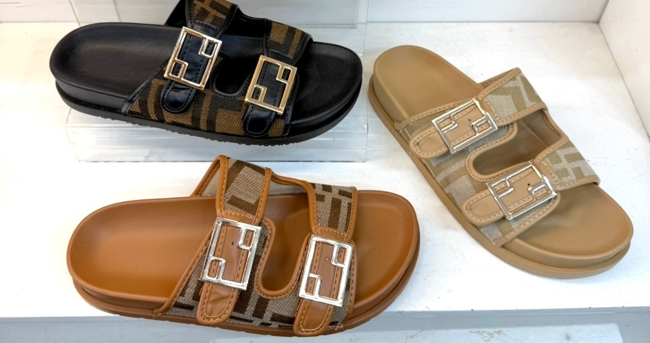 Fendi Inspired Sliders - Black