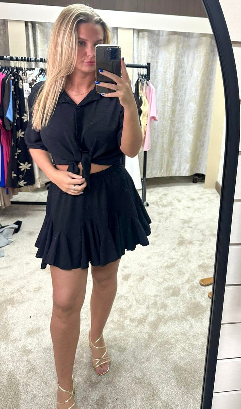 Short Sleeve Shirt & Elasticated Waist Skirt Co-Ord