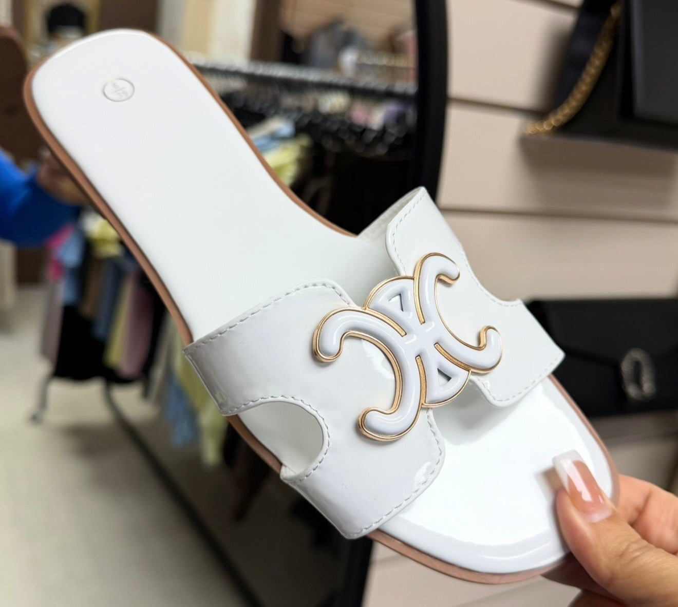 Celine Inspired Sliders - White