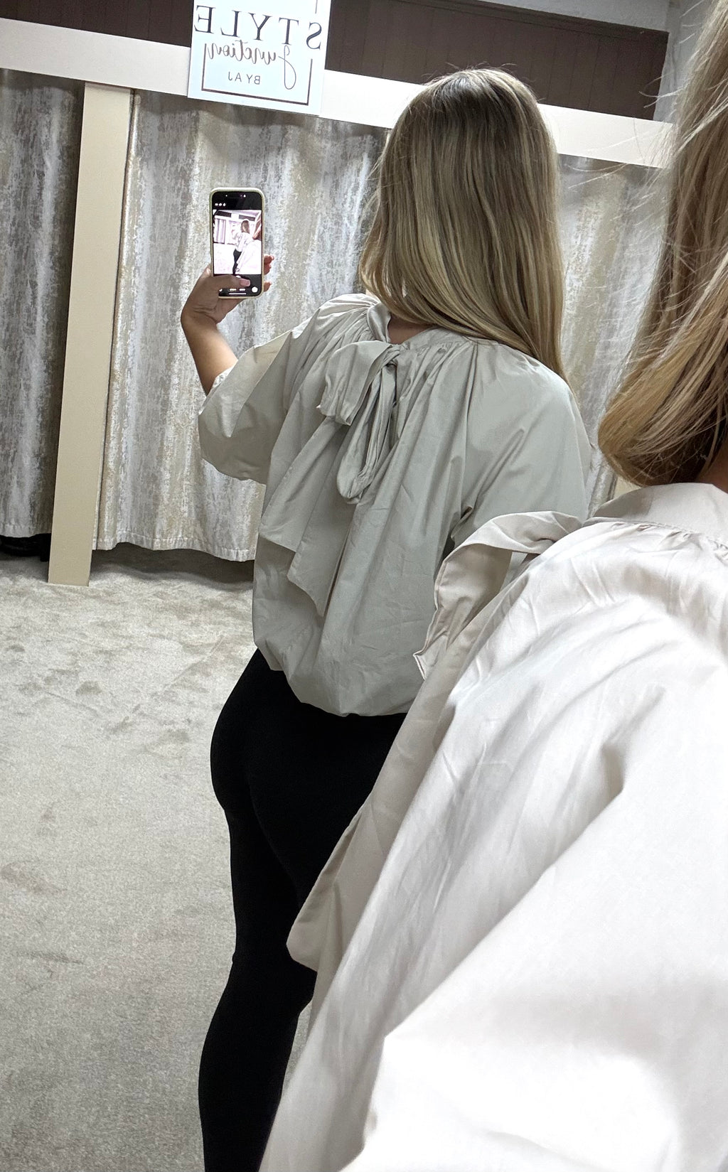 Bow Tie Detail Elasticated Bubble Hem Blouse
