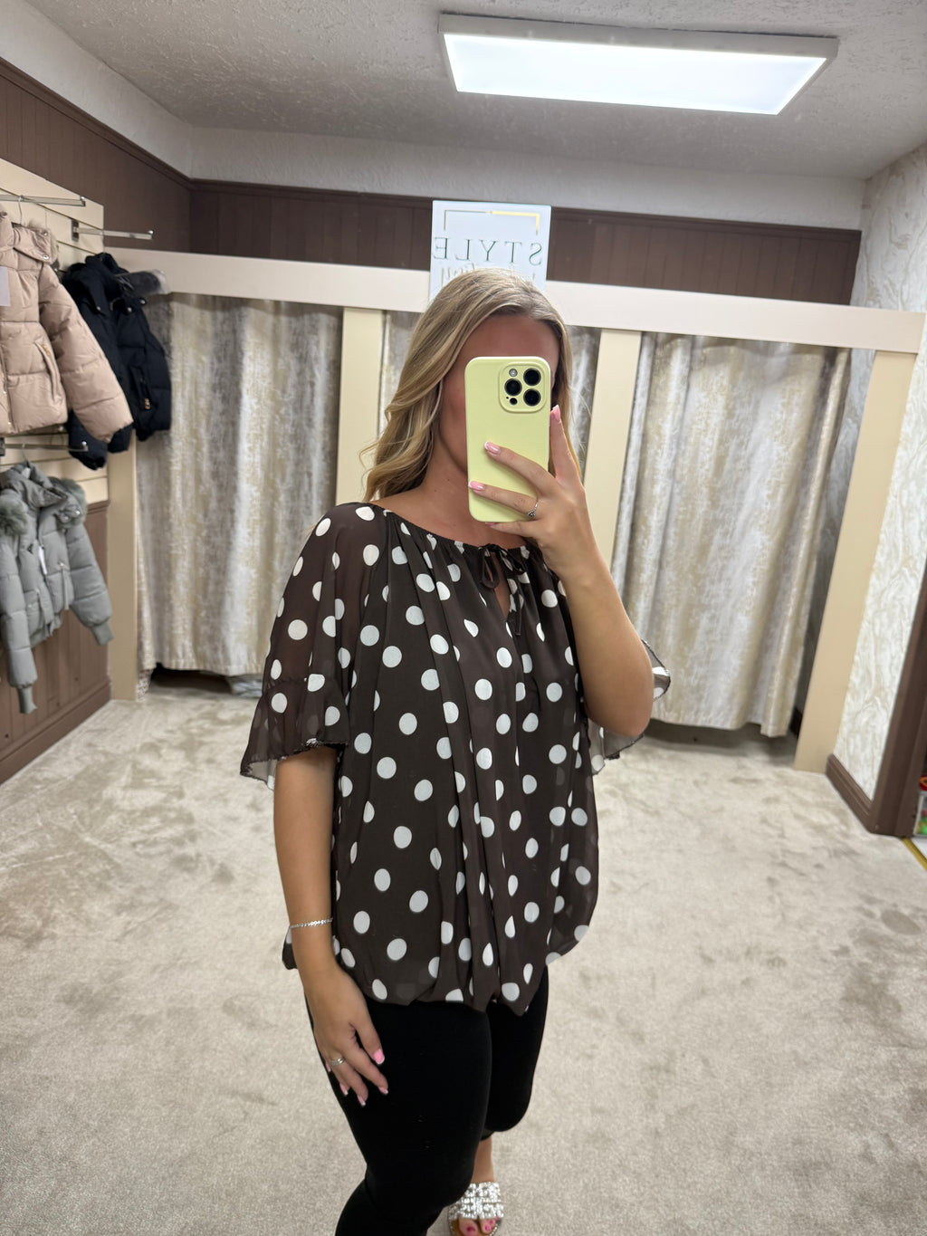 Polka Dot Elasticated Bubble Hem Top