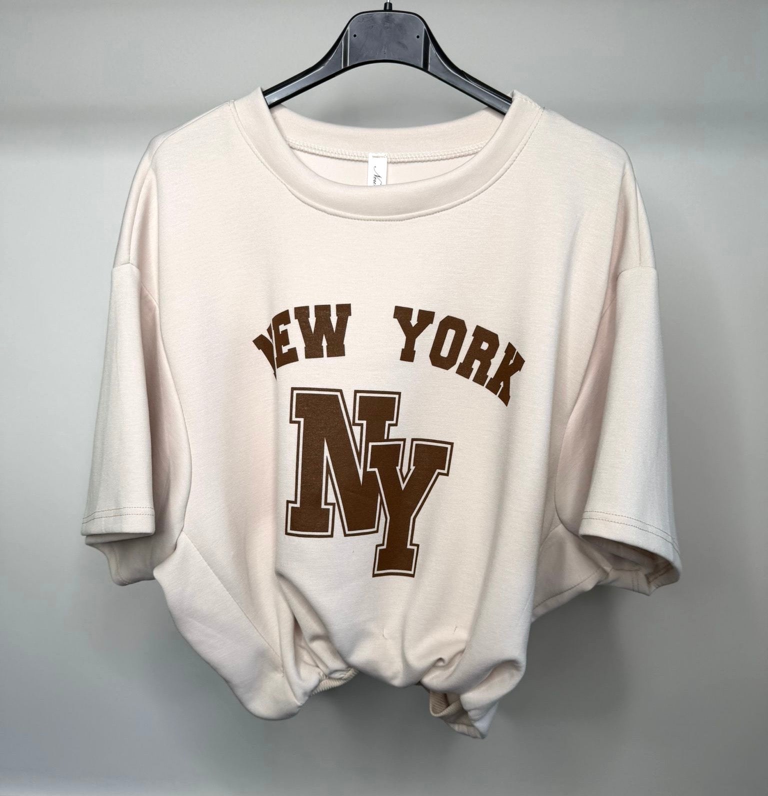 Bubble Hem Cropped Scuba Top - New York Logo