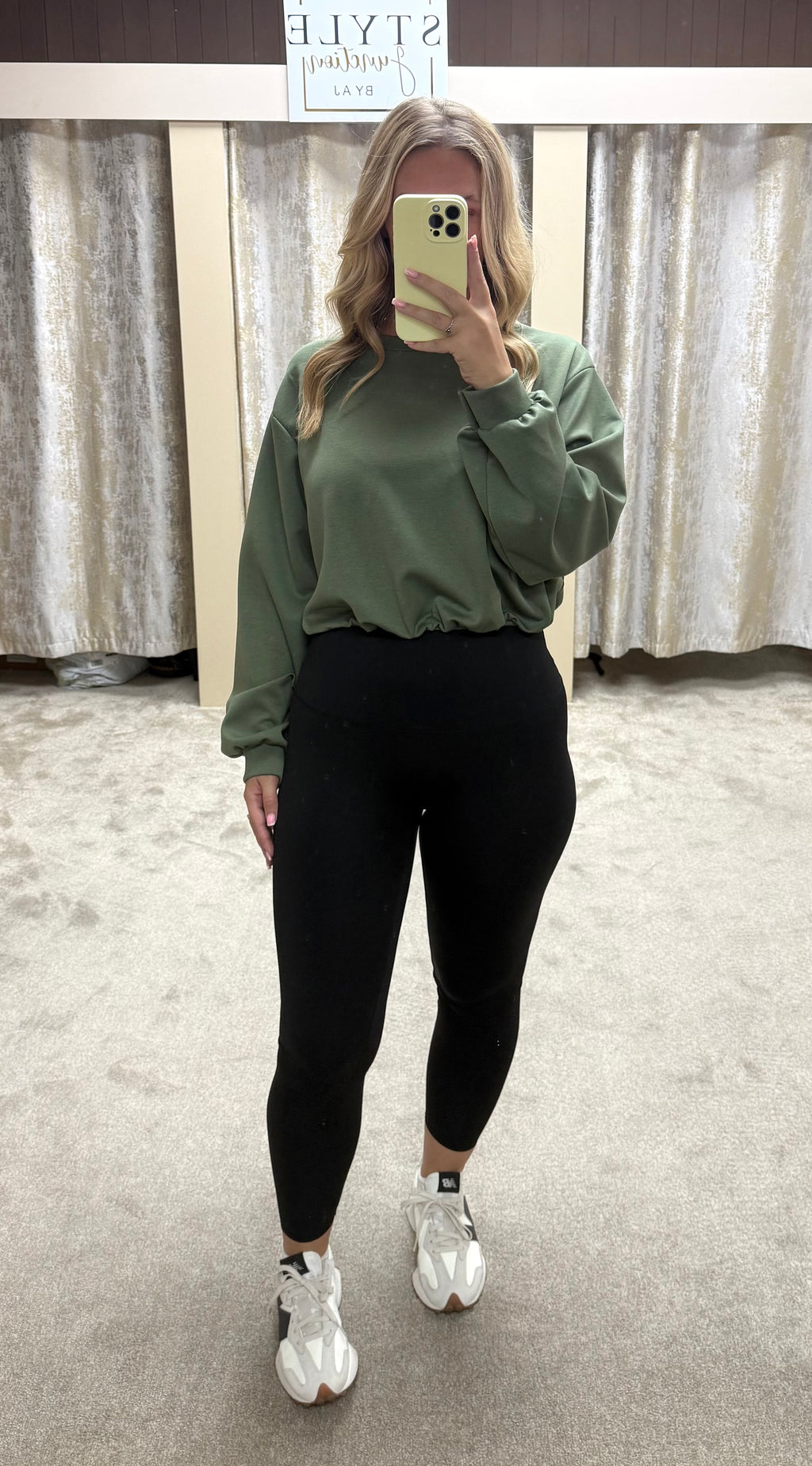 Long Sleeve Bubble Hem Elasticated Cropped Scuba Top