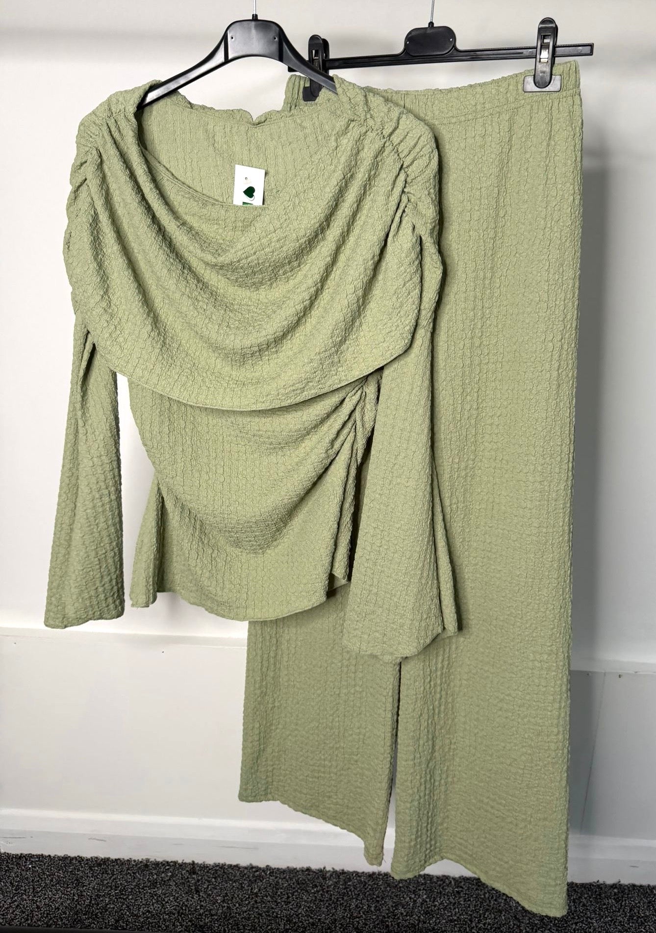Off Shoulder Ruched Side Cheesecloth Co Ord