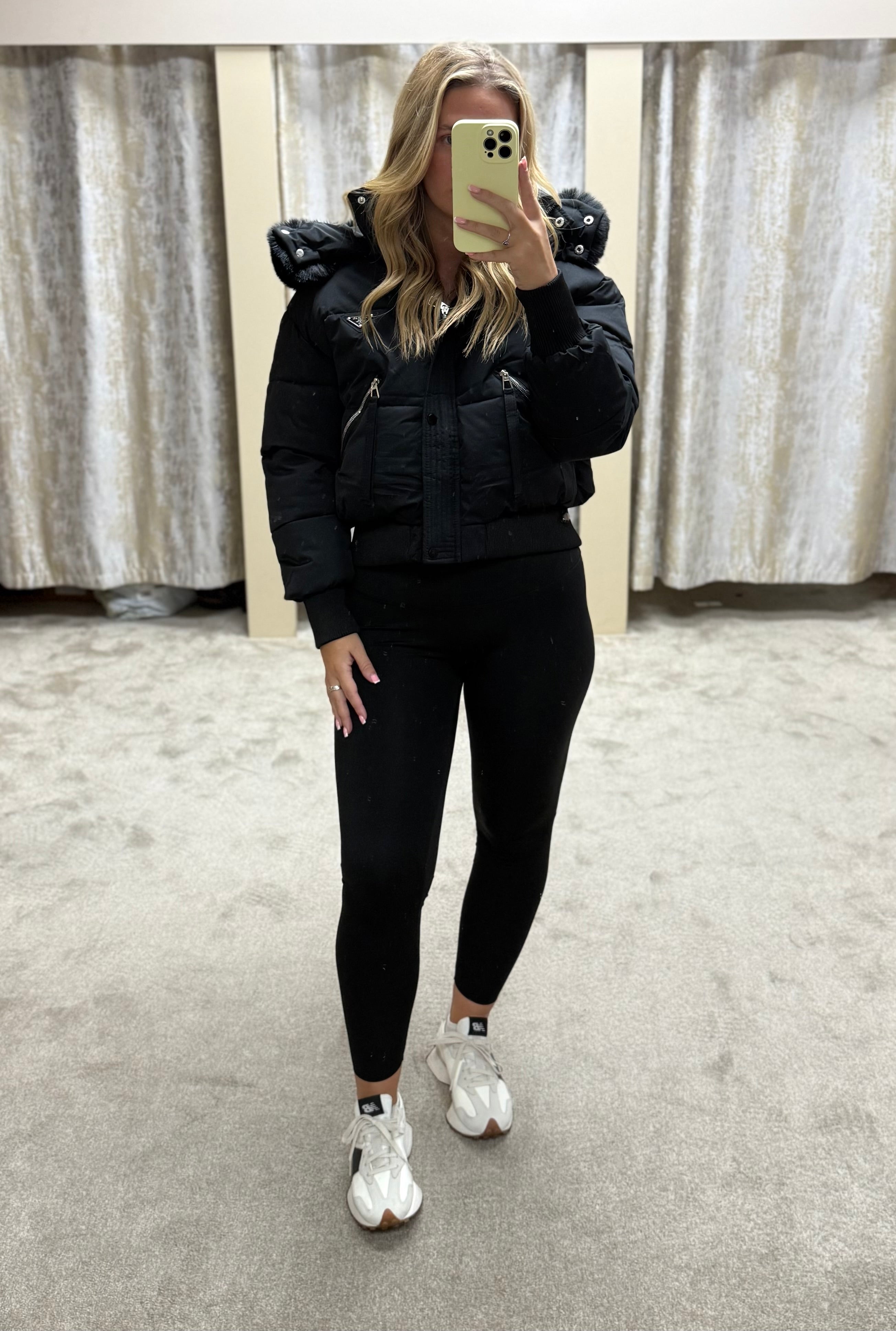 Luxe Faux Fur Paris Logo Coat - Black