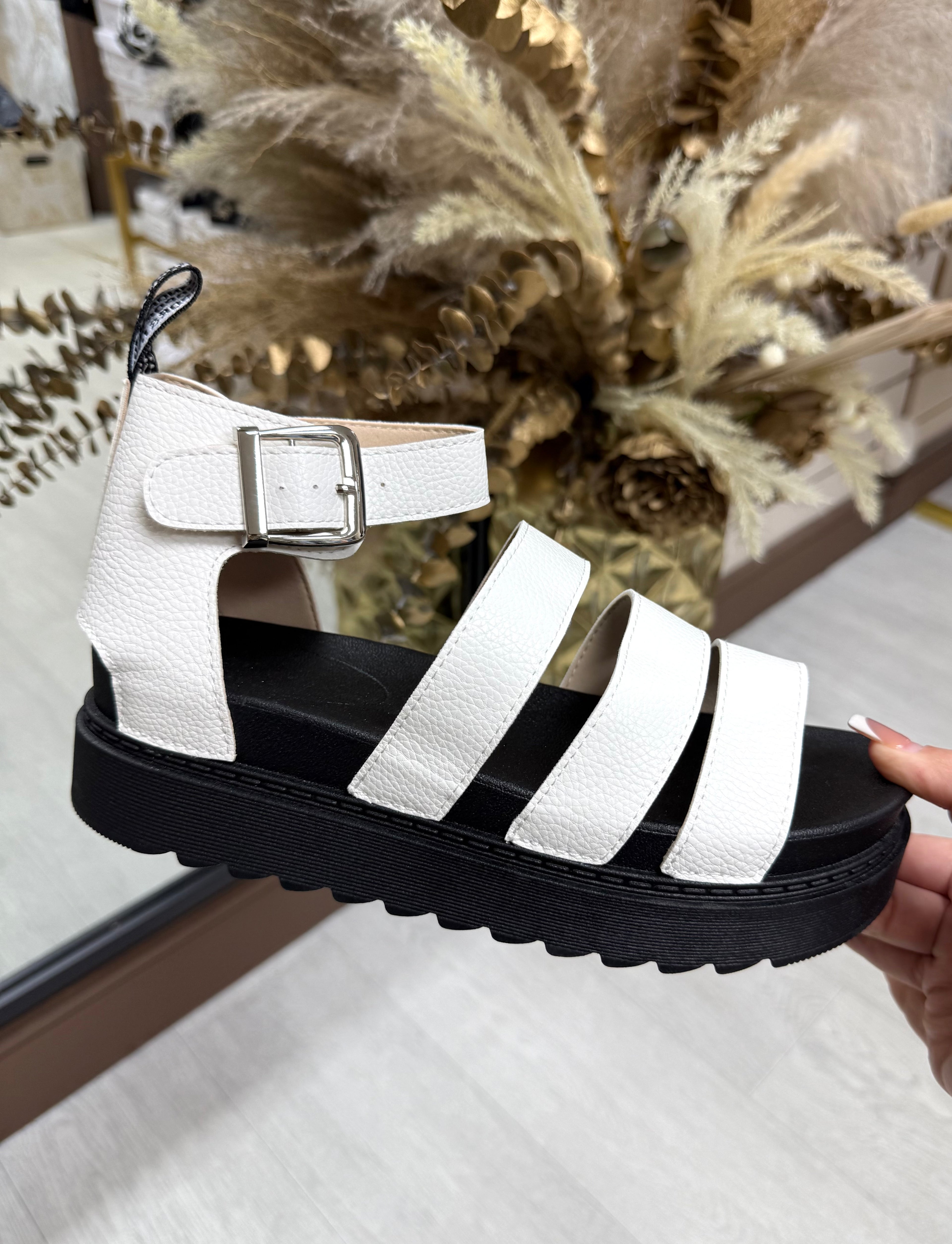 Dr.M Inspired Platform Gladiator Sandals - White