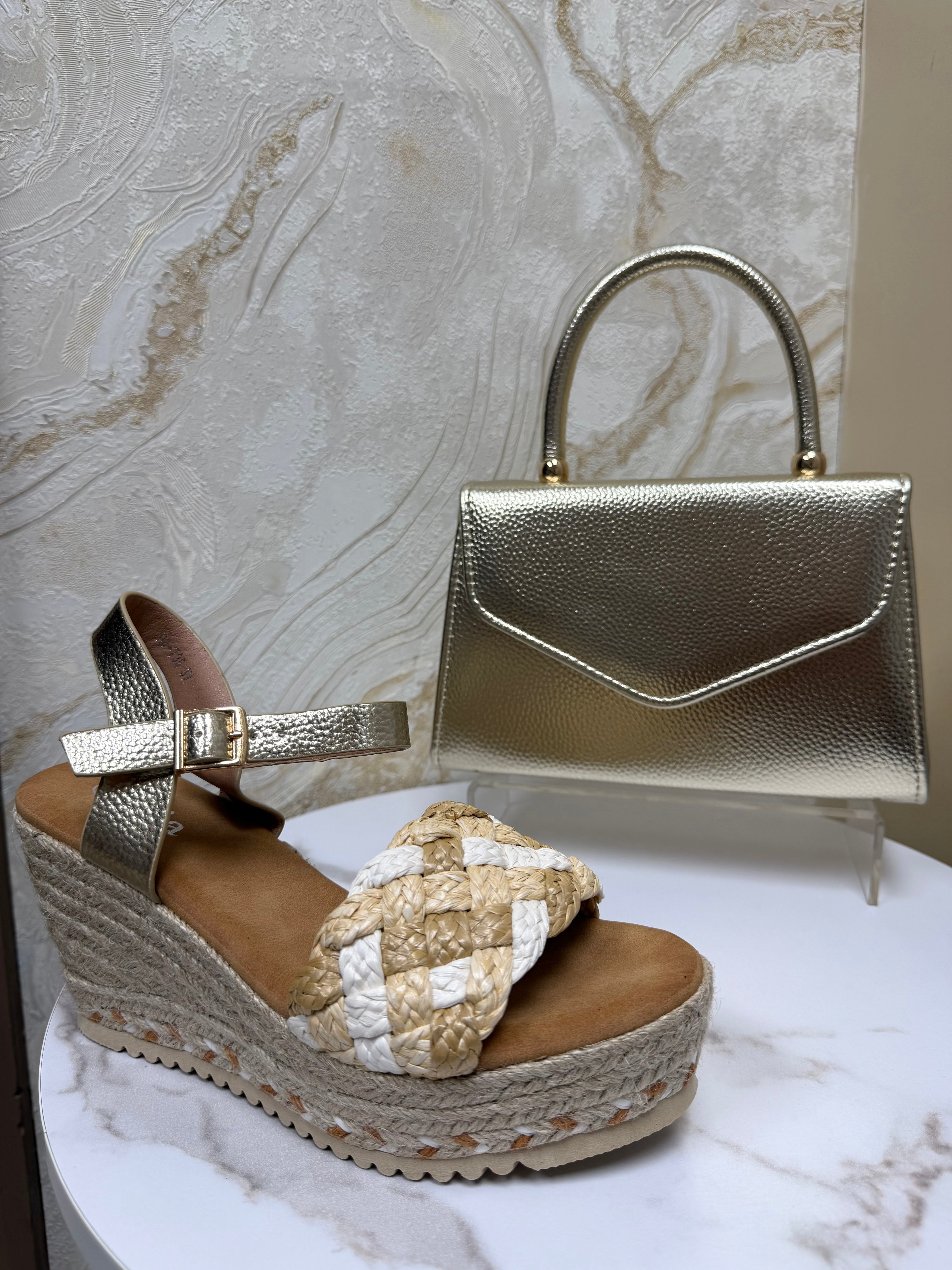 Top Handle Envelope Bag - Metallic Gold