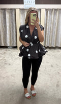Fit & Flare Polka Dot Peplum Top