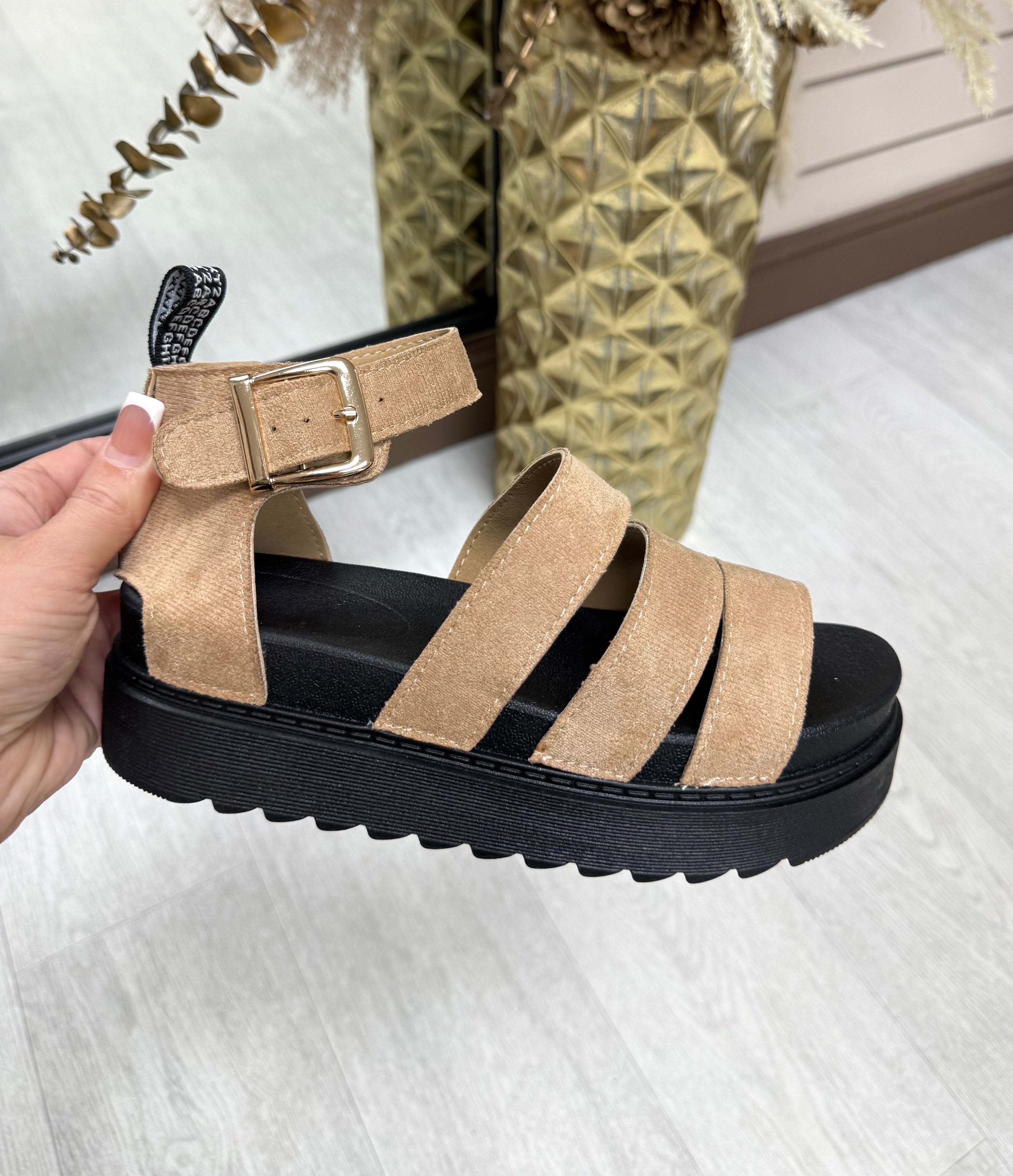 Dr.M Inspired Platform Gladiator Sandals - Sand