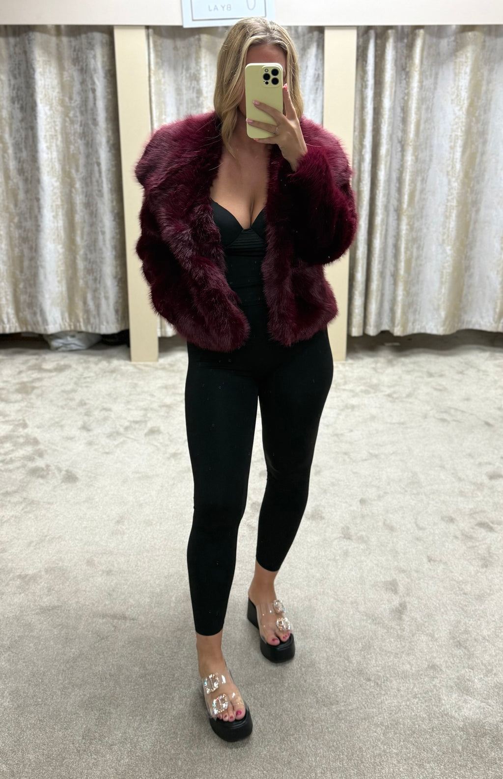 Luxe Faux Fur Jacket - Burgundy