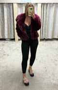 Luxe Faux Fur Jacket - Burgundy