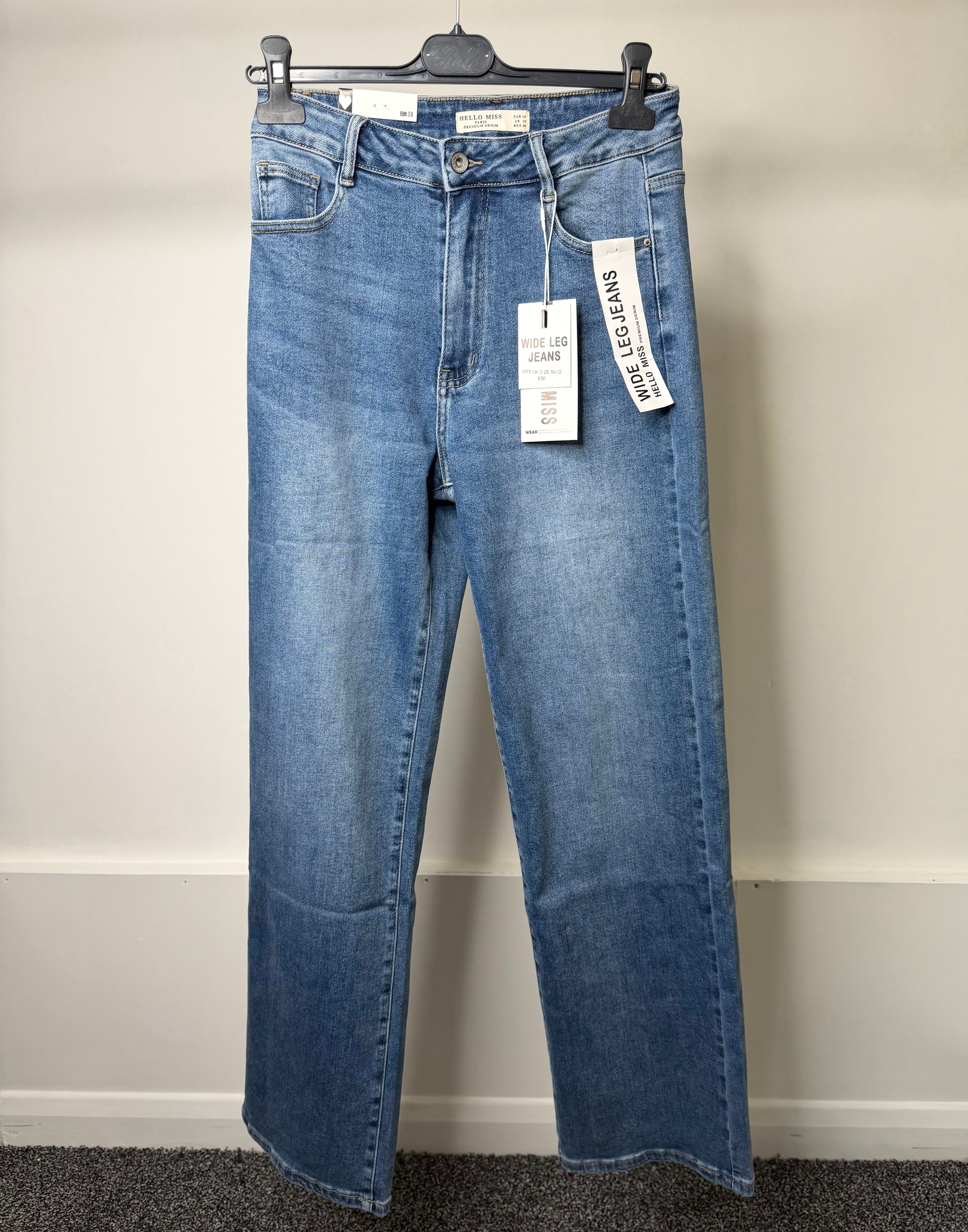 Premium Denim Wide Leg Stretchy Jeans - Dark Blue